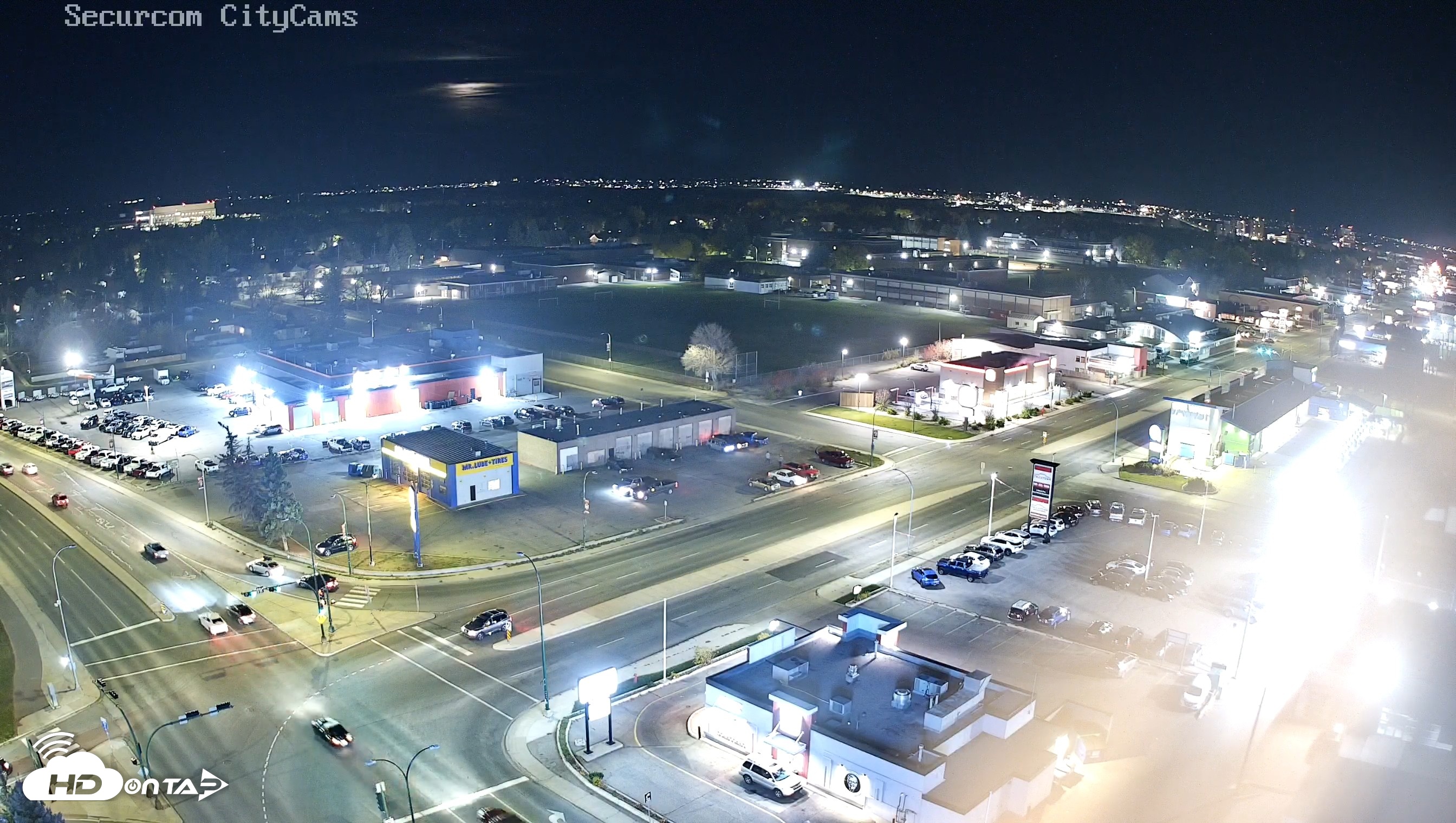 Snapshot of Lethbridge Alberta Watertower Live Webcam taken Oct 16, 2026, 8:47pm MDT