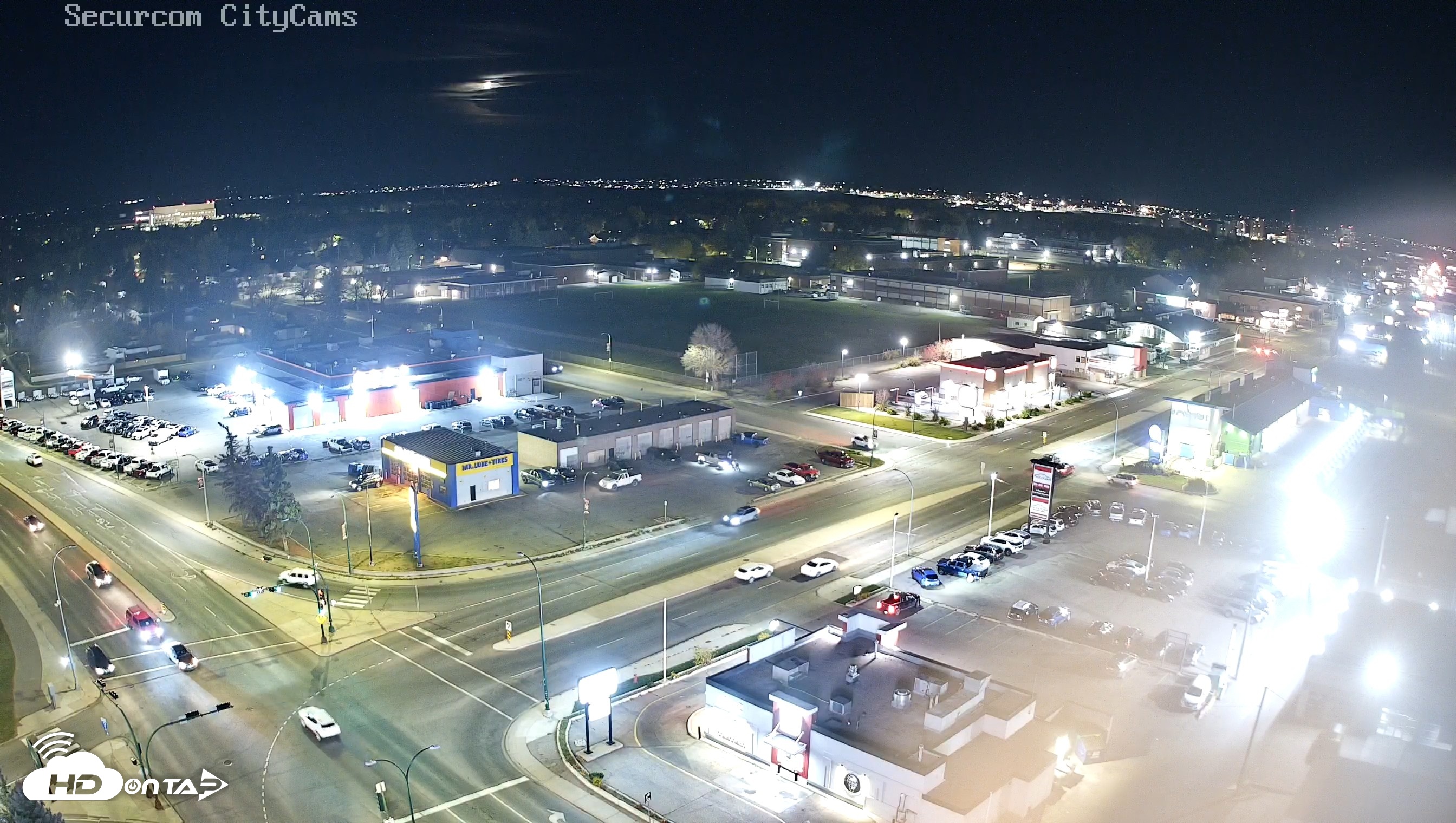 Snapshot of Lethbridge Alberta Watertower Live Webcam taken Oct 16, 2026, 8:53pm MDT