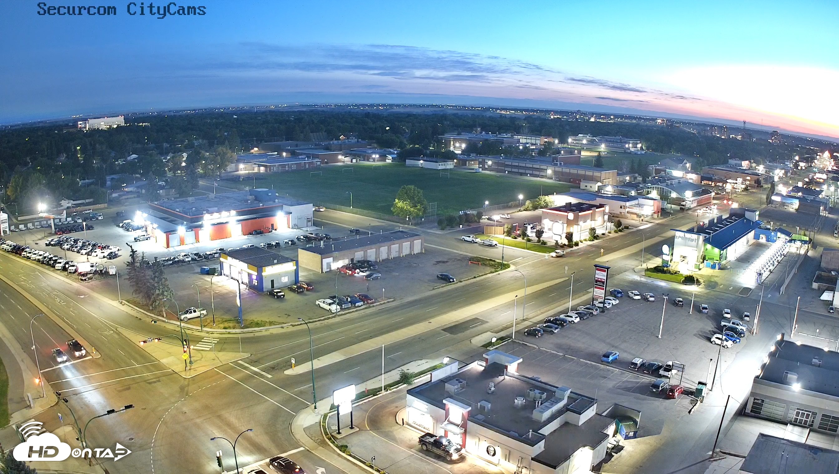 Snapshot of Lethbridge Alberta Watertower Live Webcam taken Sep 12, 2026, 8:29pm MDT