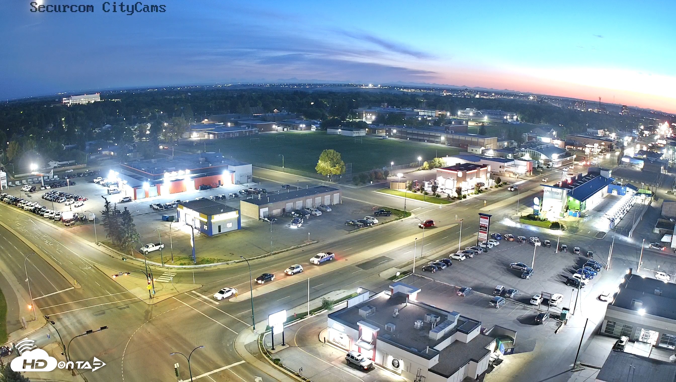 Snapshot of Lethbridge Alberta Watertower Live Webcam taken Sep 18, 2026, 8:19pm MDT