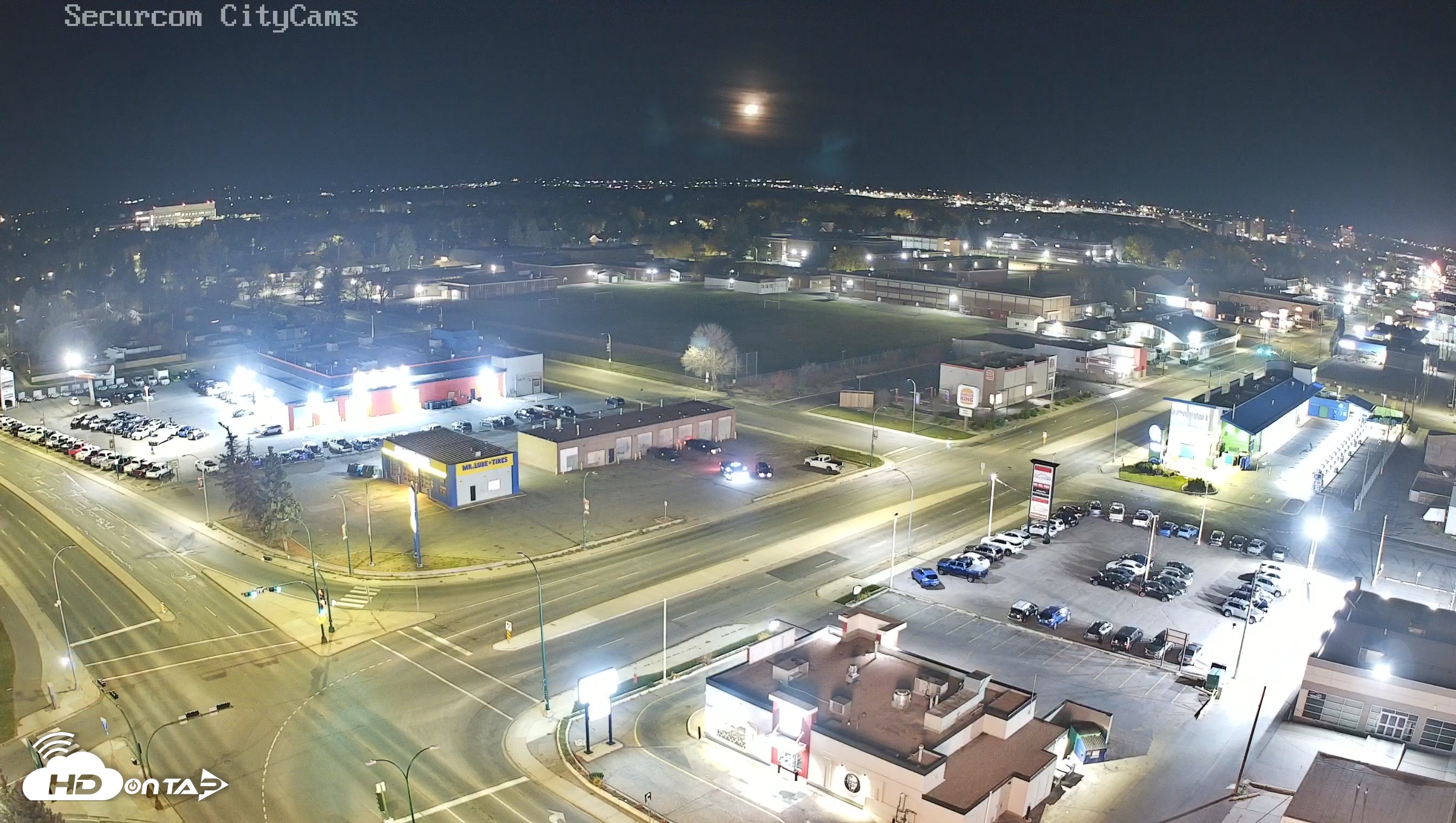 Snapshot of Lethbridge Alberta Watertower Live Webcam taken Oct 18, 2026, 11:29pm MDT