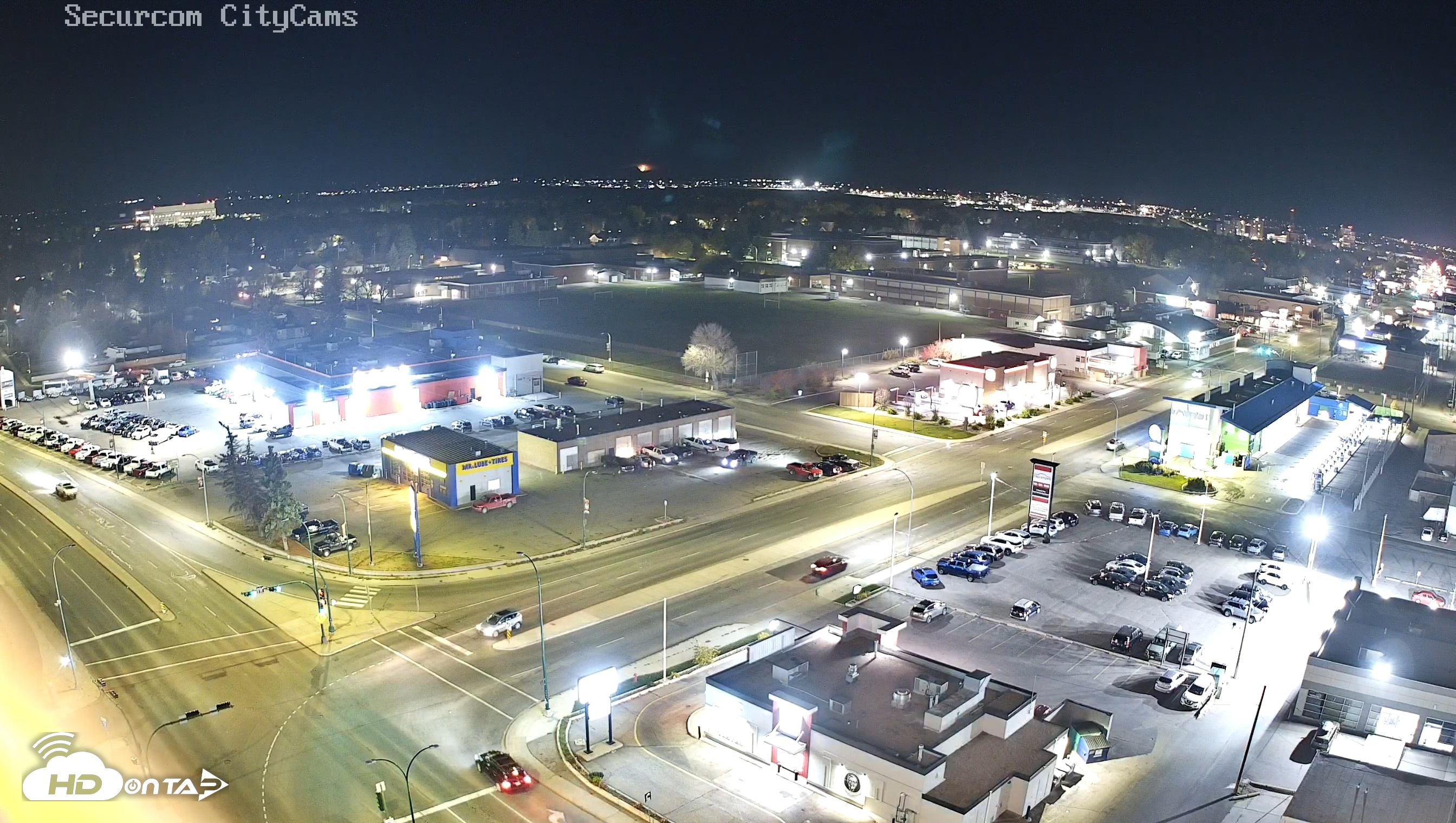 Snapshot of Lethbridge Alberta Watertower Live Webcam taken Oct 15, 2026, 8:47pm MDT