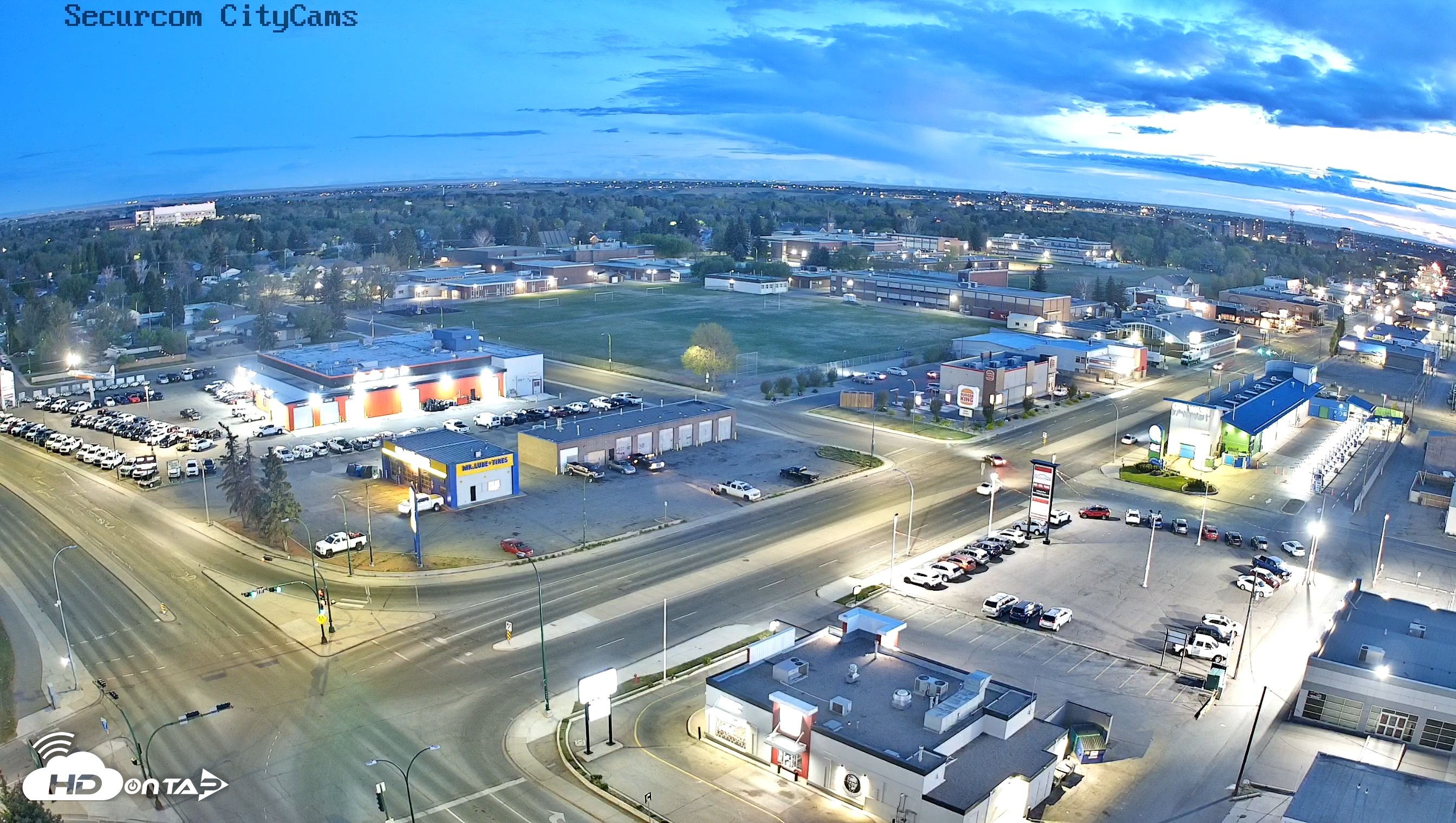 Snapshot of Lethbridge Alberta Watertower Live Webcam taken May 18, 2026, 9:50pm MDT