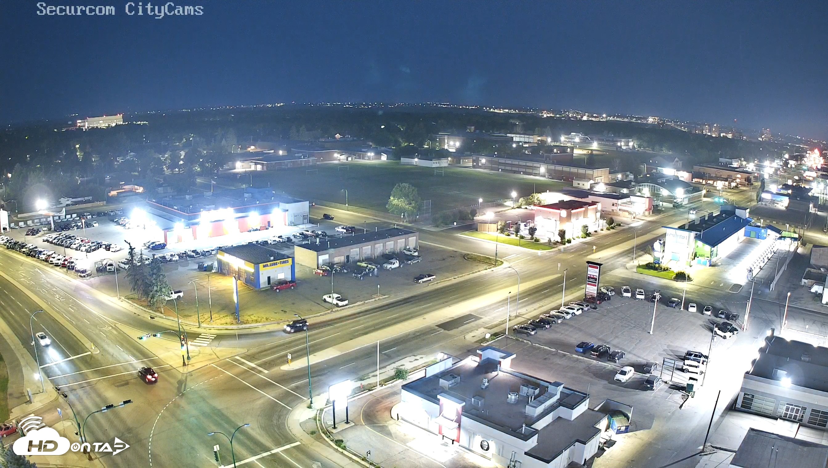 Snapshot of Lethbridge Alberta Watertower Live Webcam taken Aug 9, 2026, 9:51pm MDT