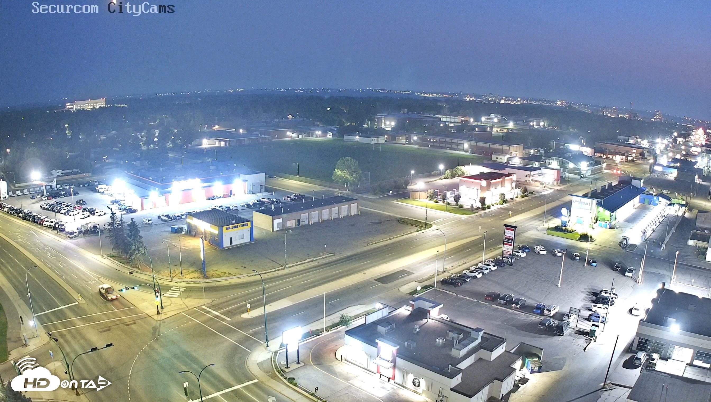 Snapshot of Lethbridge Alberta Watertower Live Webcam taken Aug 20, 2026, 9:27pm MDT