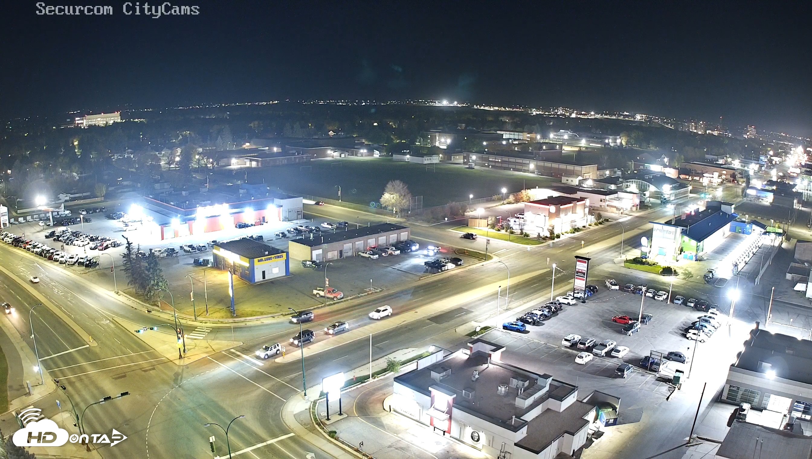 Snapshot of Lethbridge Alberta Watertower Live Webcam taken Oct 1, 2026, 9:08pm MDT
