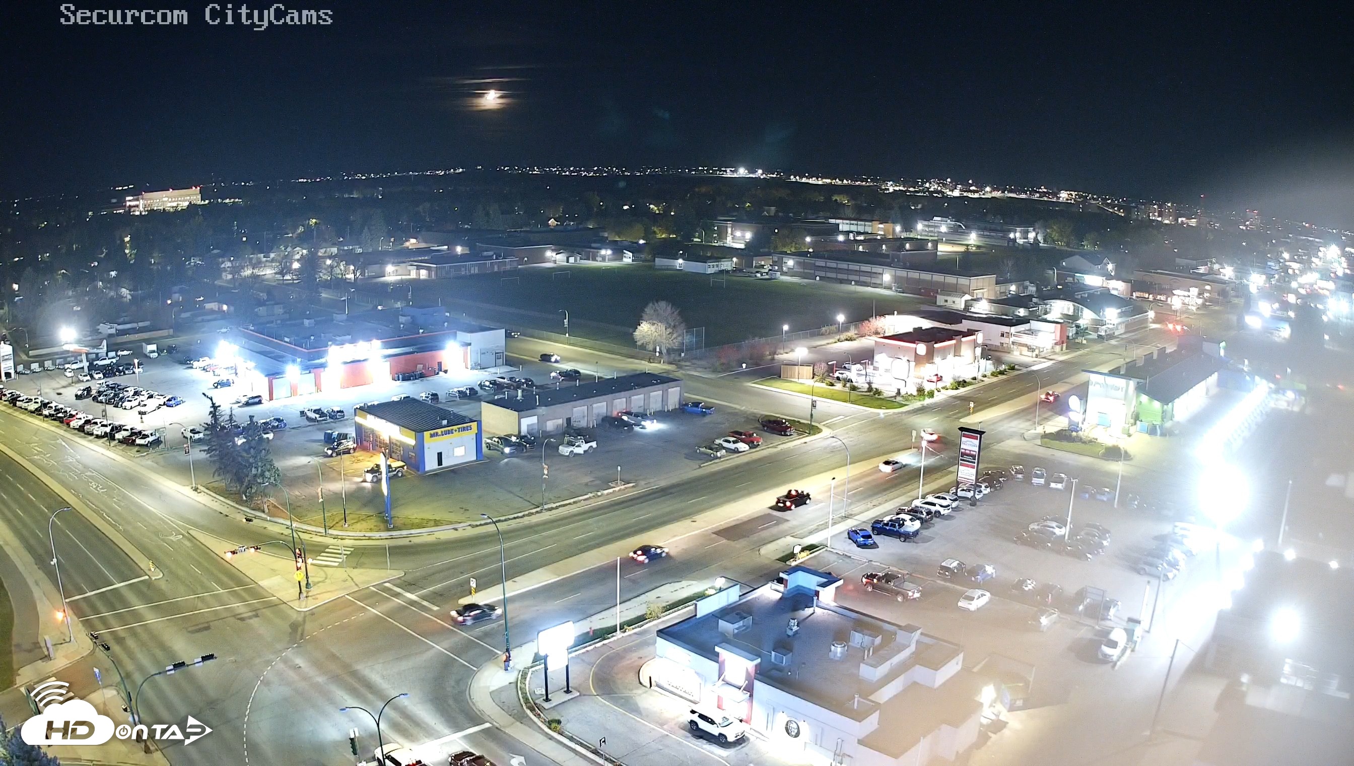 Snapshot of Lethbridge Alberta Watertower Live Webcam taken Oct 16, 2026, 9:04pm MDT