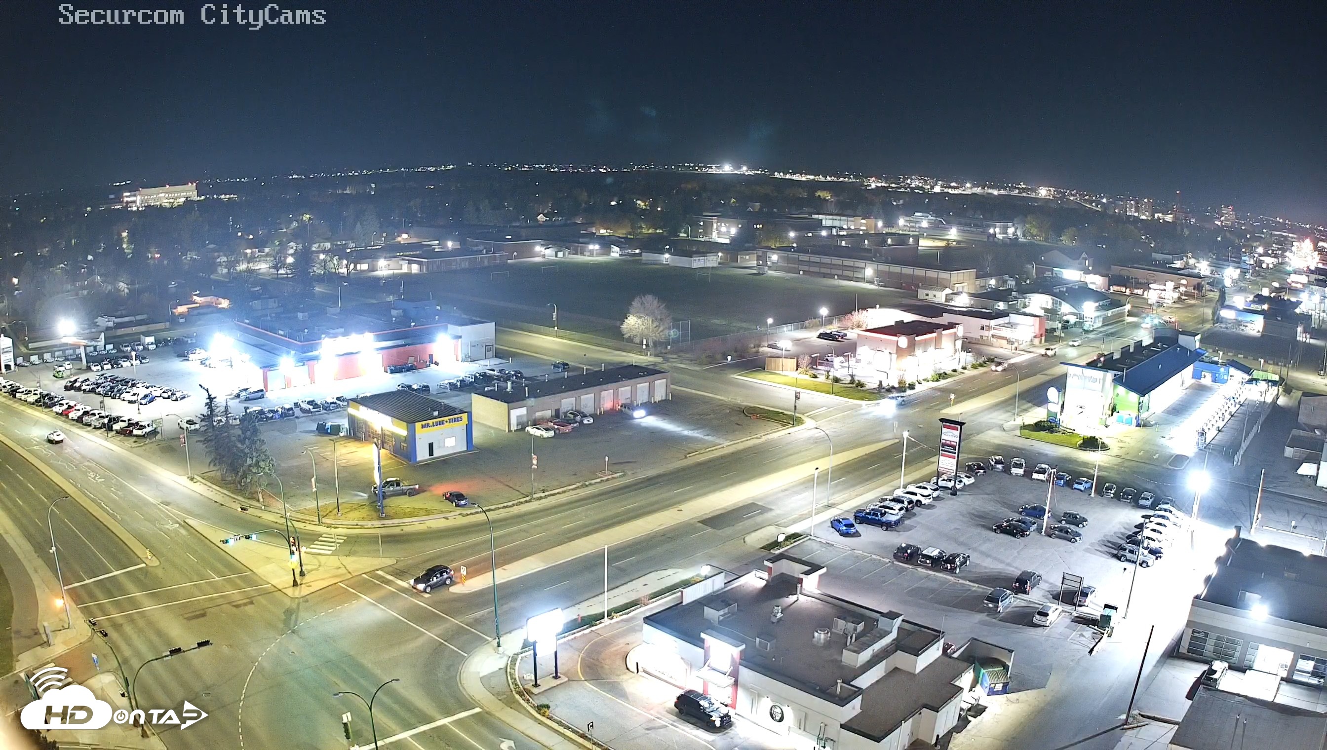Snapshot of Lethbridge Alberta Watertower Live Webcam taken Oct 20, 2026, 8:56pm MDT