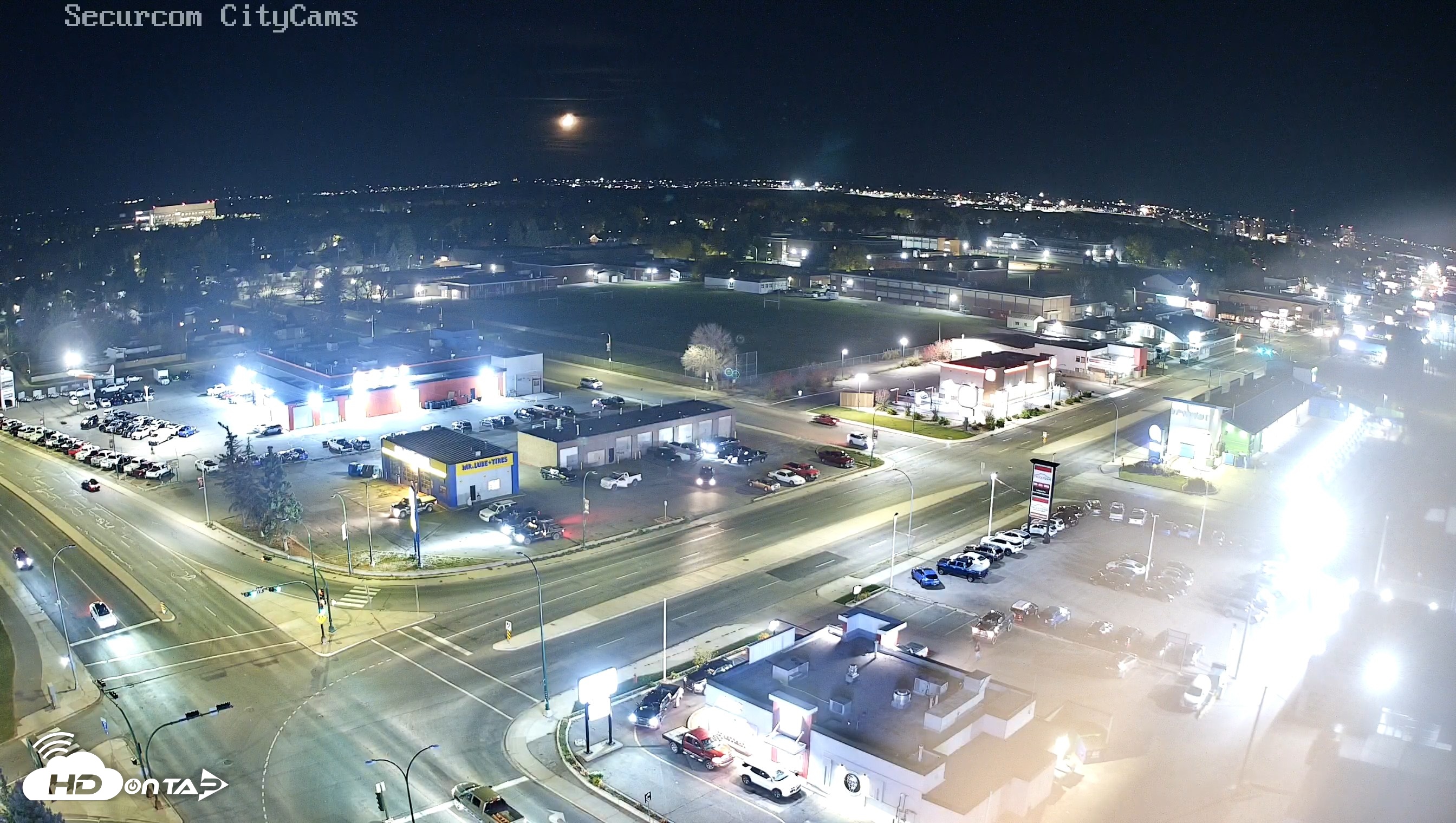 Snapshot of Lethbridge Alberta Watertower Live Webcam taken Oct 16, 2026, 9:15pm MDT