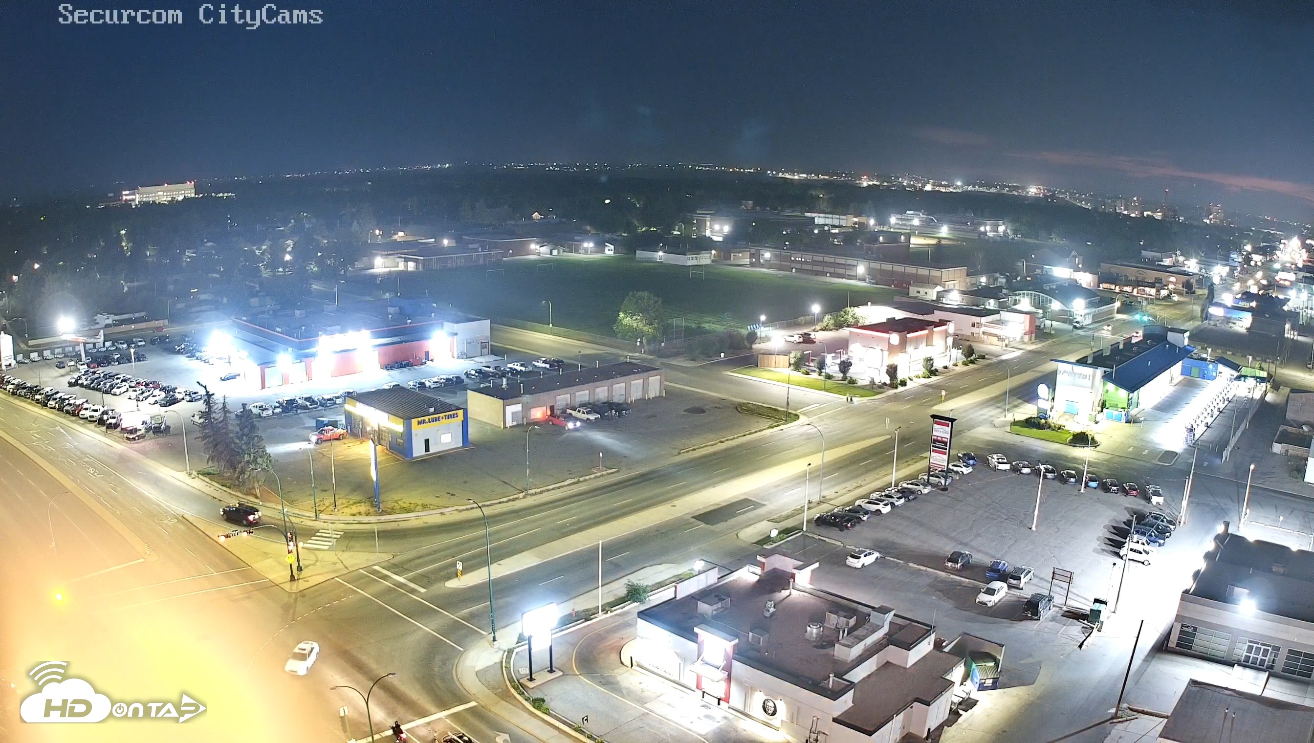 Snapshot of Lethbridge Alberta Watertower Live Webcam taken Aug 22, 2026, 9:16pm MDT