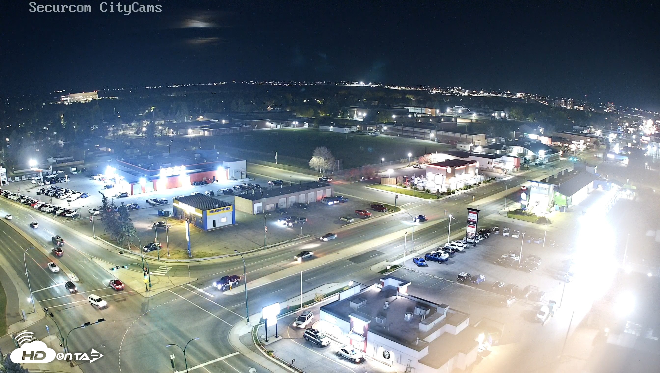 Snapshot of Lethbridge Alberta Watertower Live Webcam taken Oct 16, 2026, 8:41pm MDT