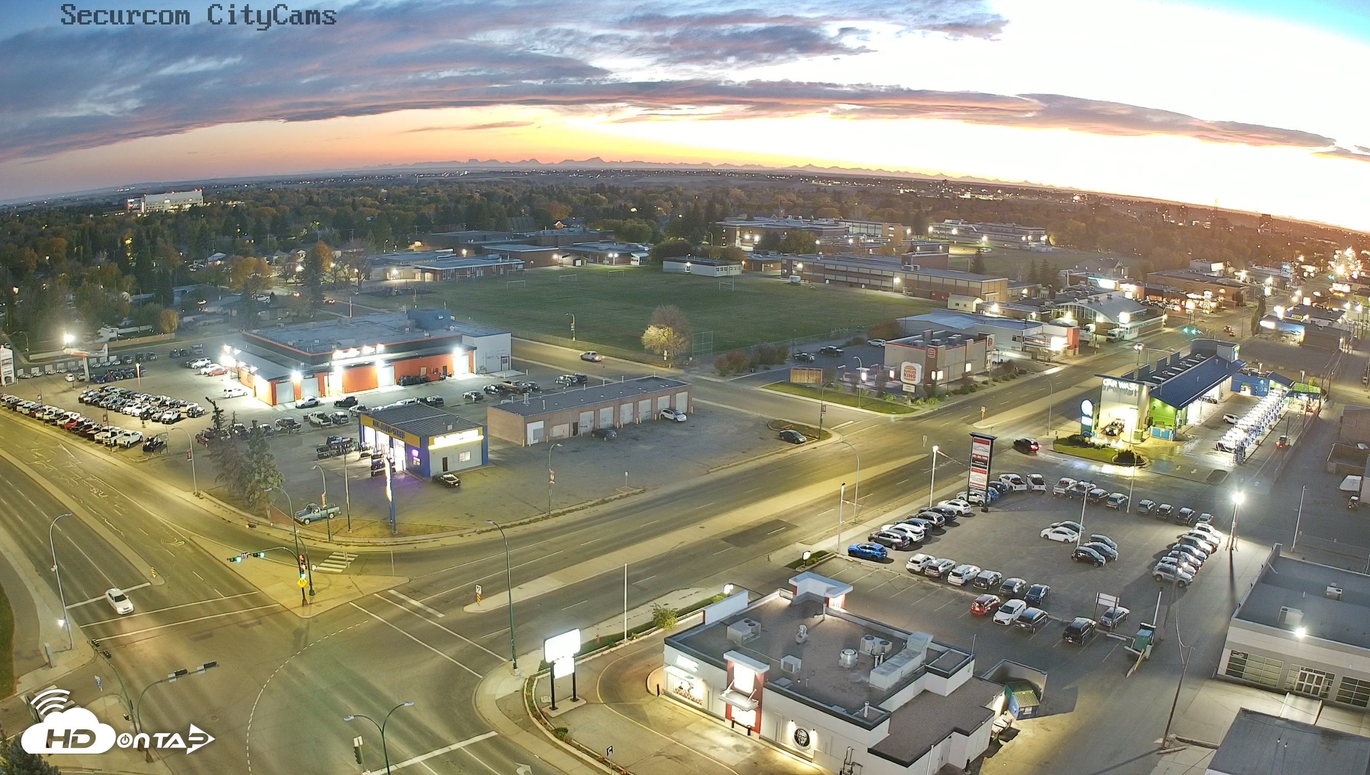 Snapshot of Lethbridge Alberta Watertower Live Webcam taken Oct 4, 2026, 7:36pm MDT
