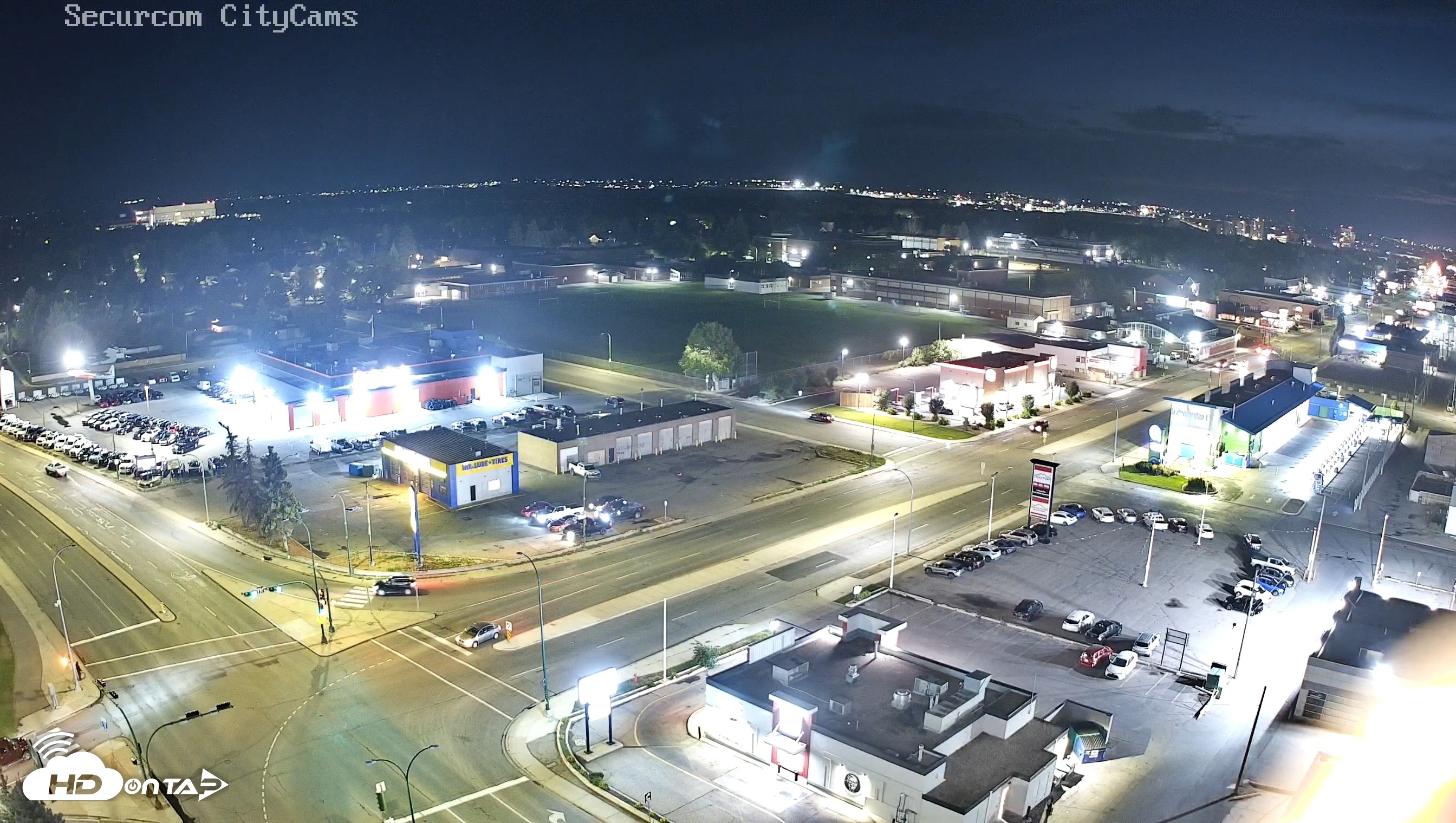 Snapshot of Lethbridge Alberta Watertower Live Webcam taken Sep 5, 2026, 9:13pm MDT
