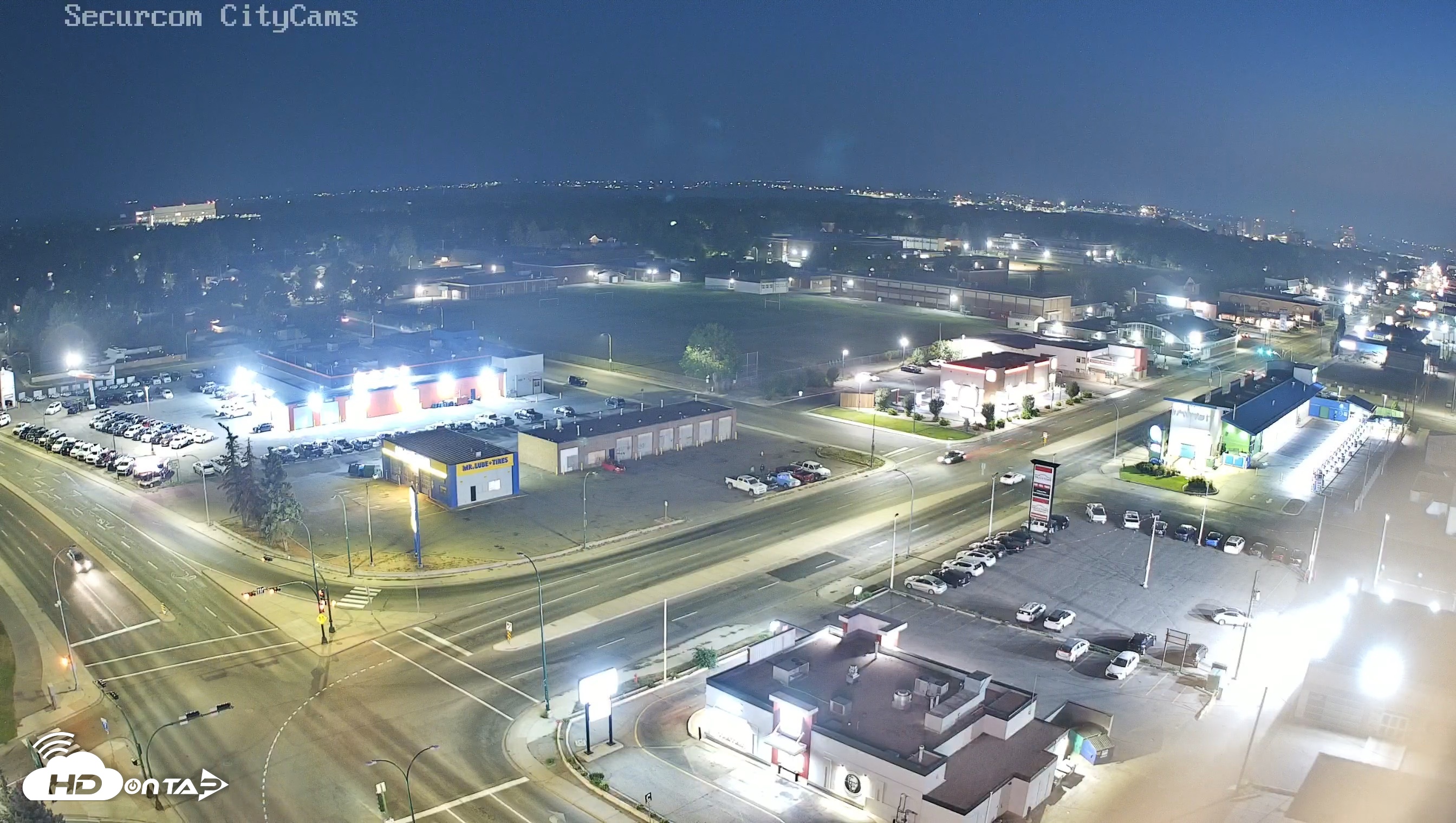 Snapshot of Lethbridge Alberta Watertower Live Webcam taken Aug 1, 2026, 10:16pm MDT