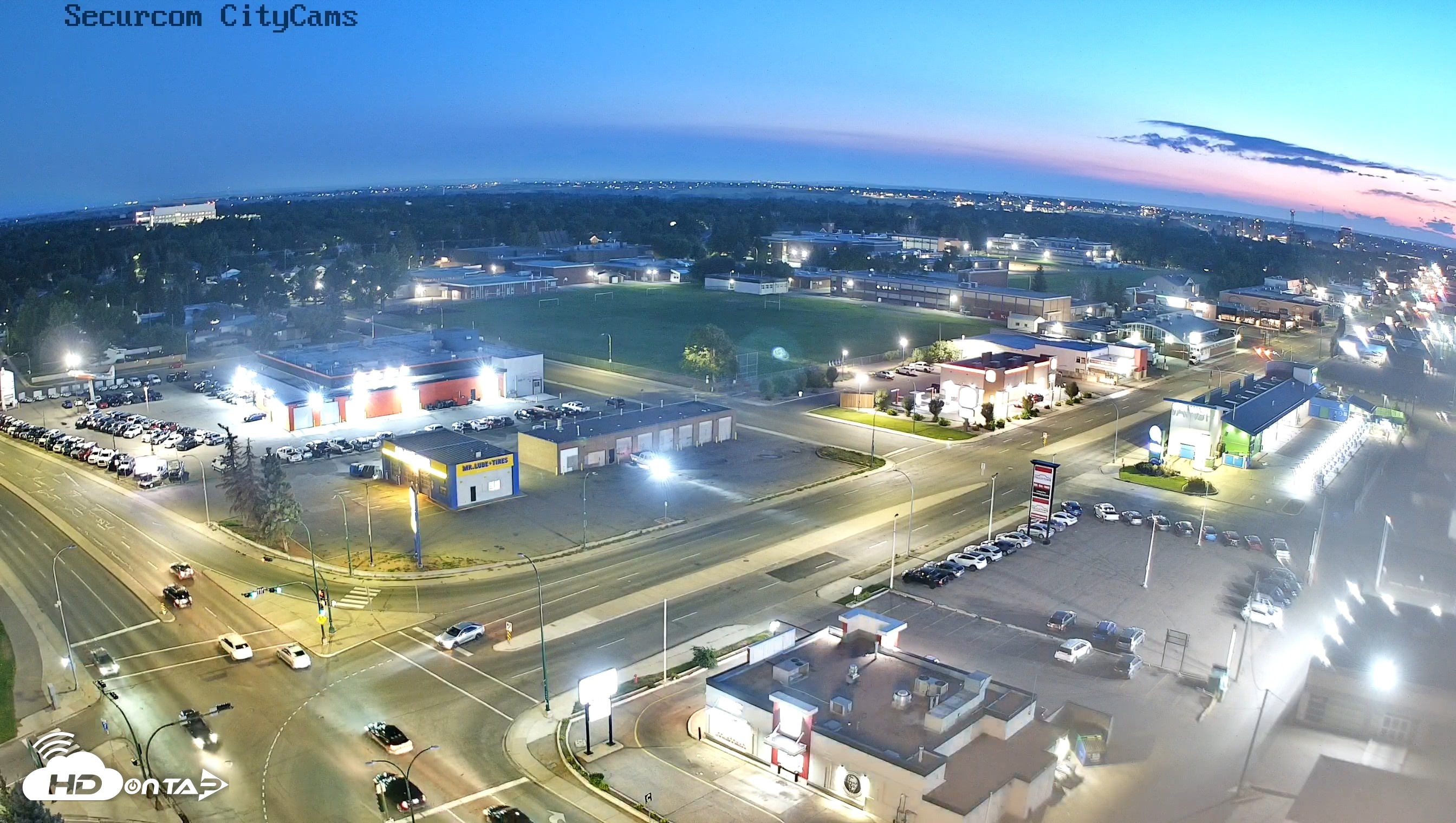 Snapshot of Lethbridge Alberta Watertower Live Webcam taken Aug 23, 2026, 9:12pm MDT