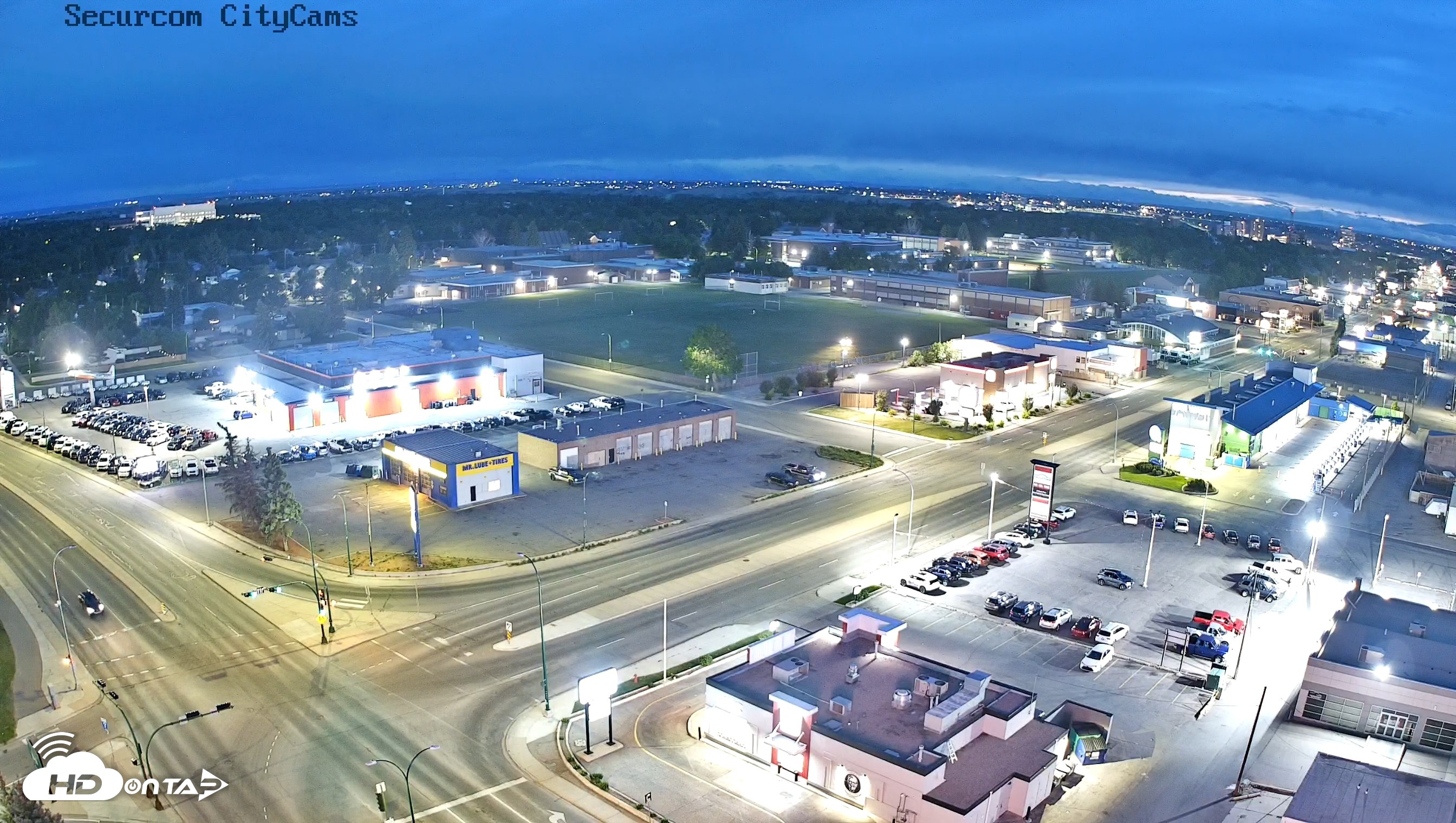 Snapshot of Lethbridge Alberta Watertower Live Webcam taken Jun 7, 2026, 10:23pm MDT