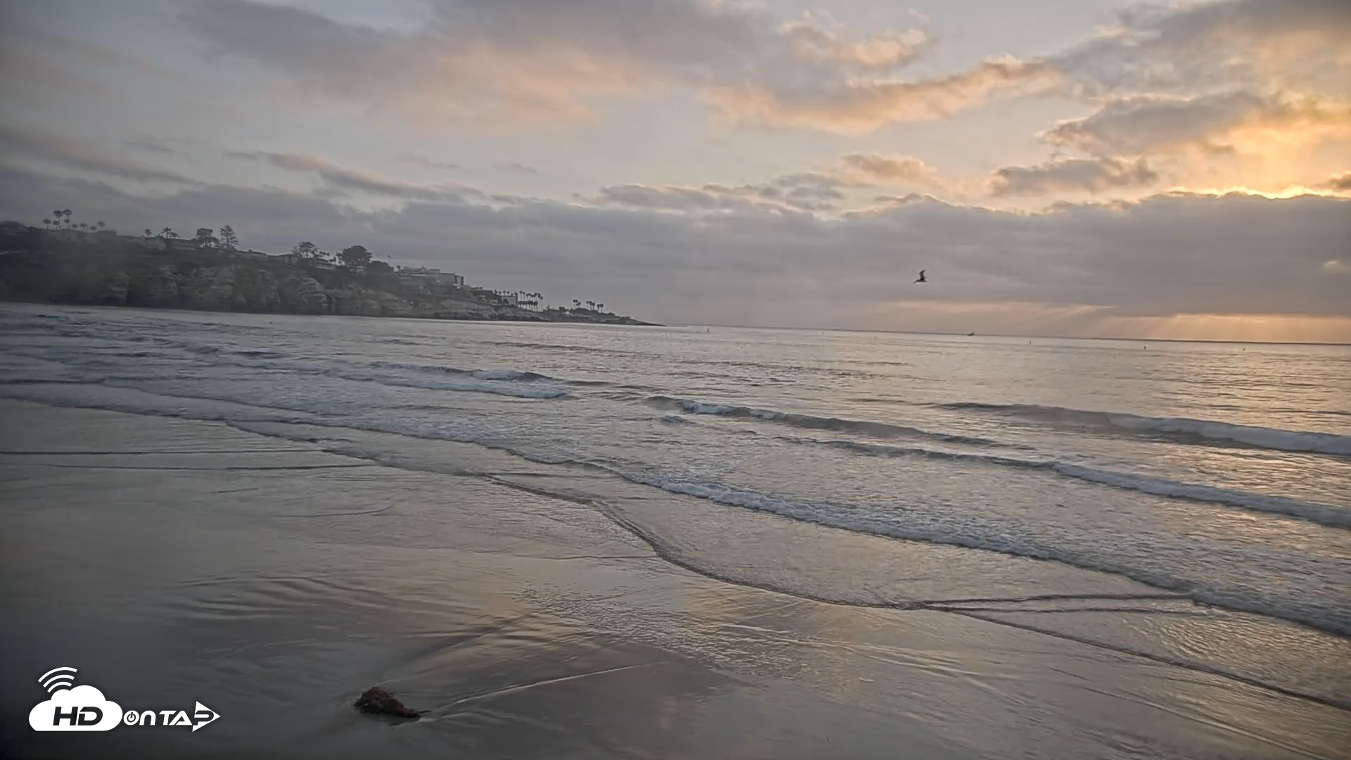 Snapshot of La Jolla Shores Live Surf Cam taken May 21, 2026, 7:23pm PDT