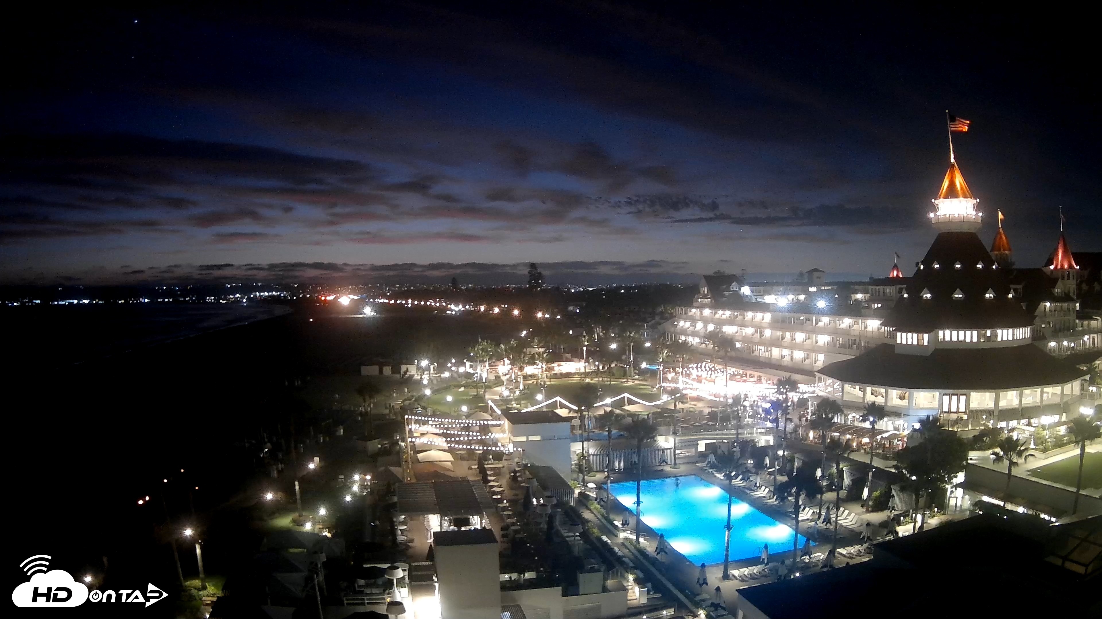 Snapshot of Hotel Del Coronado 4K Fixed Live Cam taken Jun 11, 2026, 8:49pm PDT