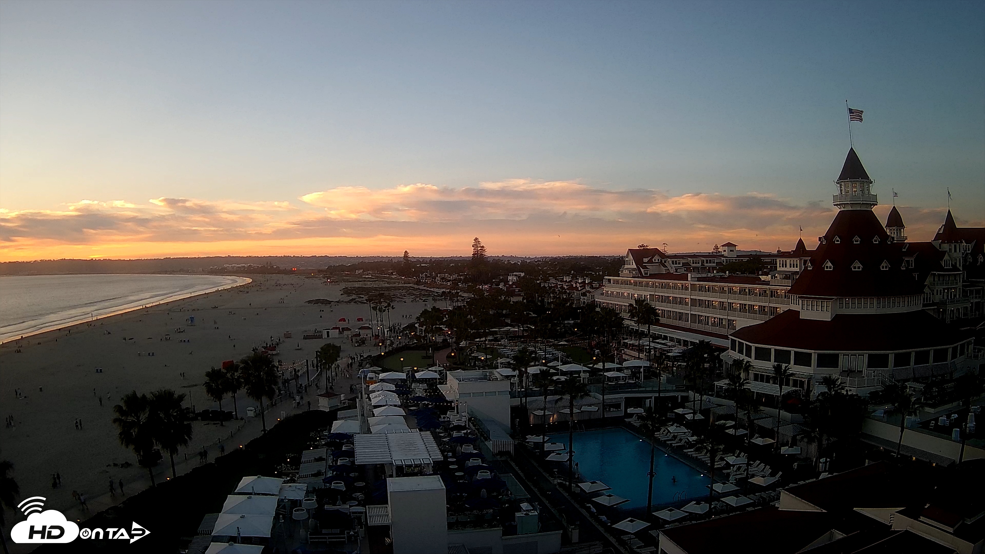 Snapshot of Hotel Del Coronado 4K Fixed Live Cam taken Mar 1, 2026, 5:40pm PST