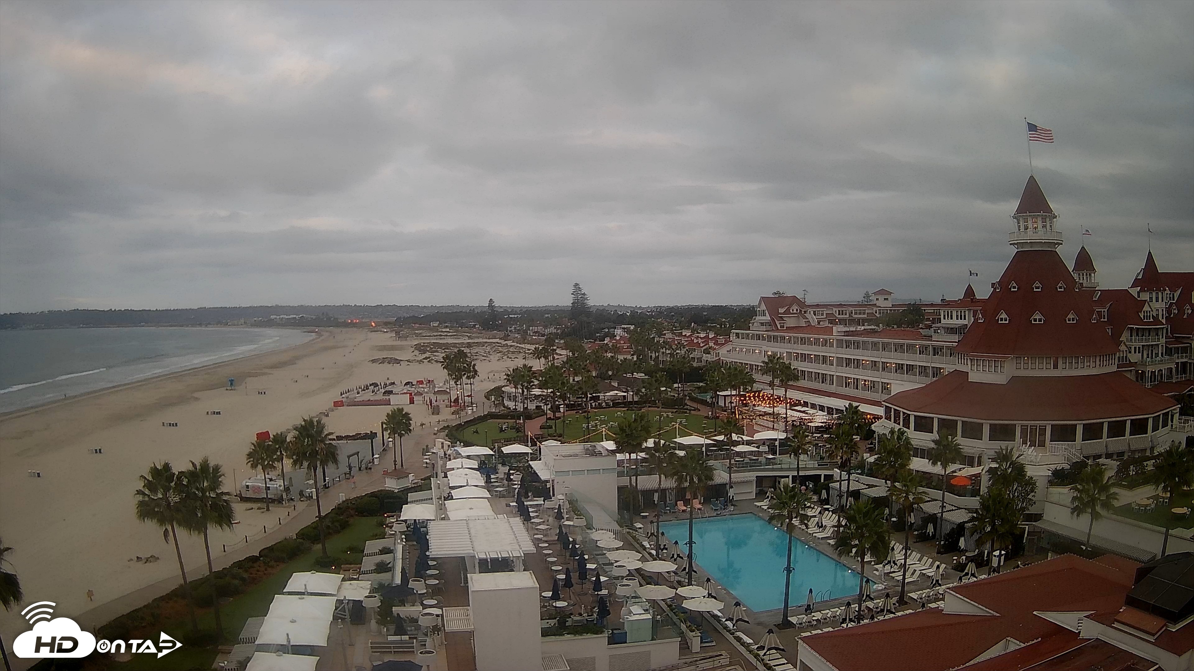 Snapshot of Hotel Del Coronado 4K Fixed Live Cam taken Sep 17, 2026, 6:59am PDT