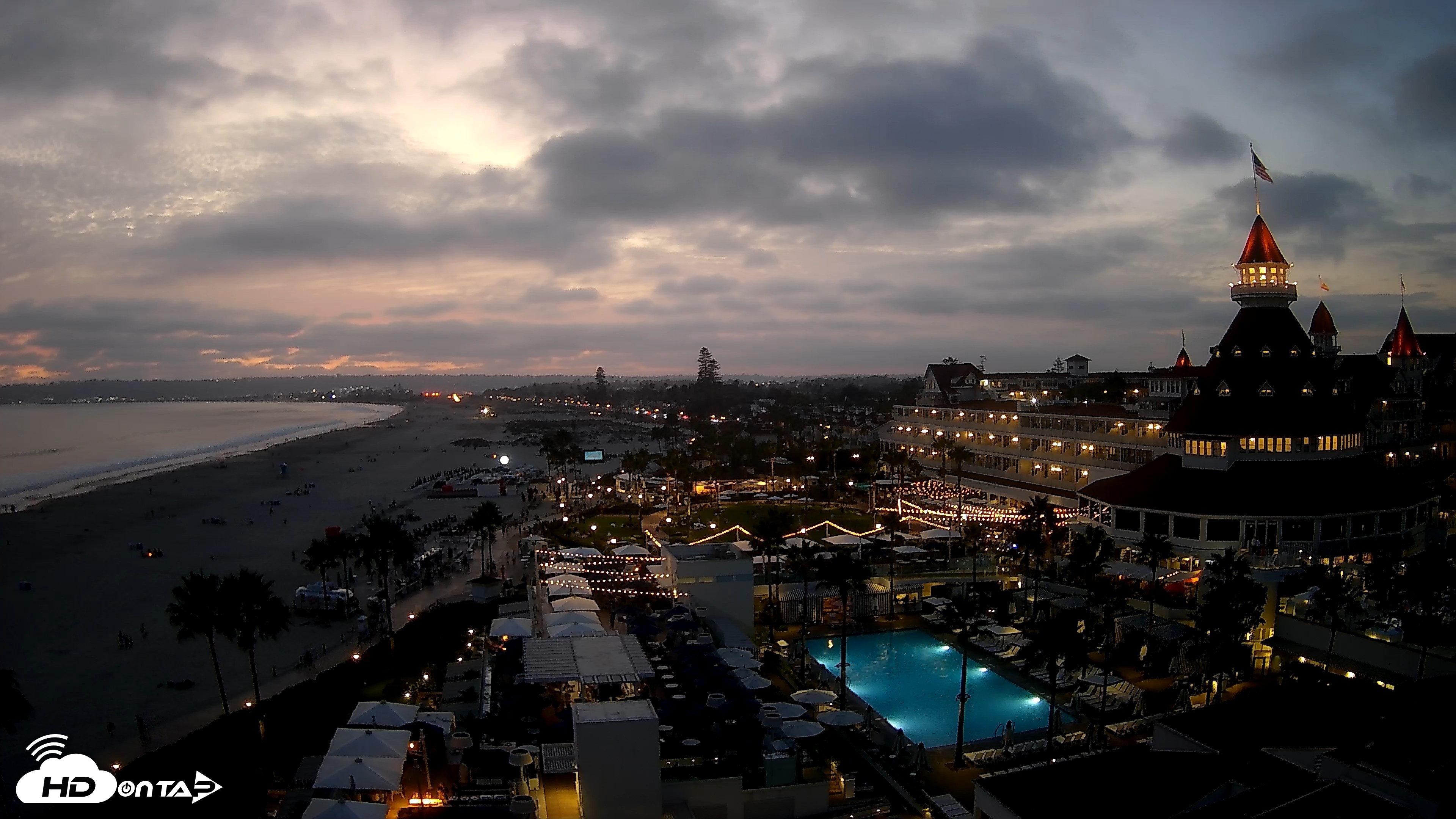 Snapshot of Hotel Del Coronado 4K Fixed Live Cam taken Jul 25, 2026, 8:11pm PDT