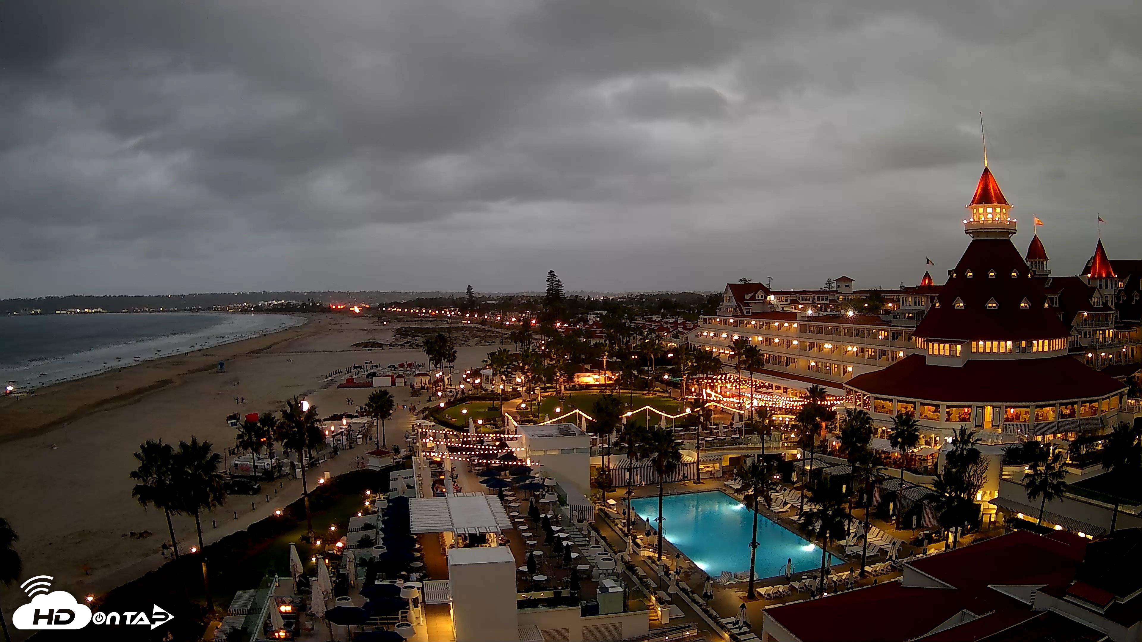 Snapshot of Hotel Del Coronado 4K Fixed Live Cam taken Oct 11, 2026, 6:34pm PDT