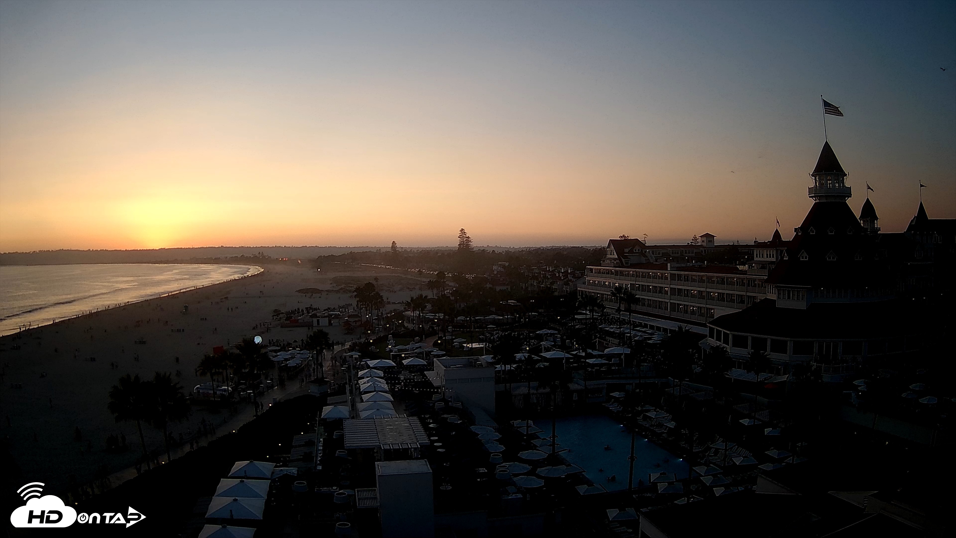 Snapshot of Hotel Del Coronado 4K Fixed Live Cam taken Aug 8, 2026, 7:40pm PDT