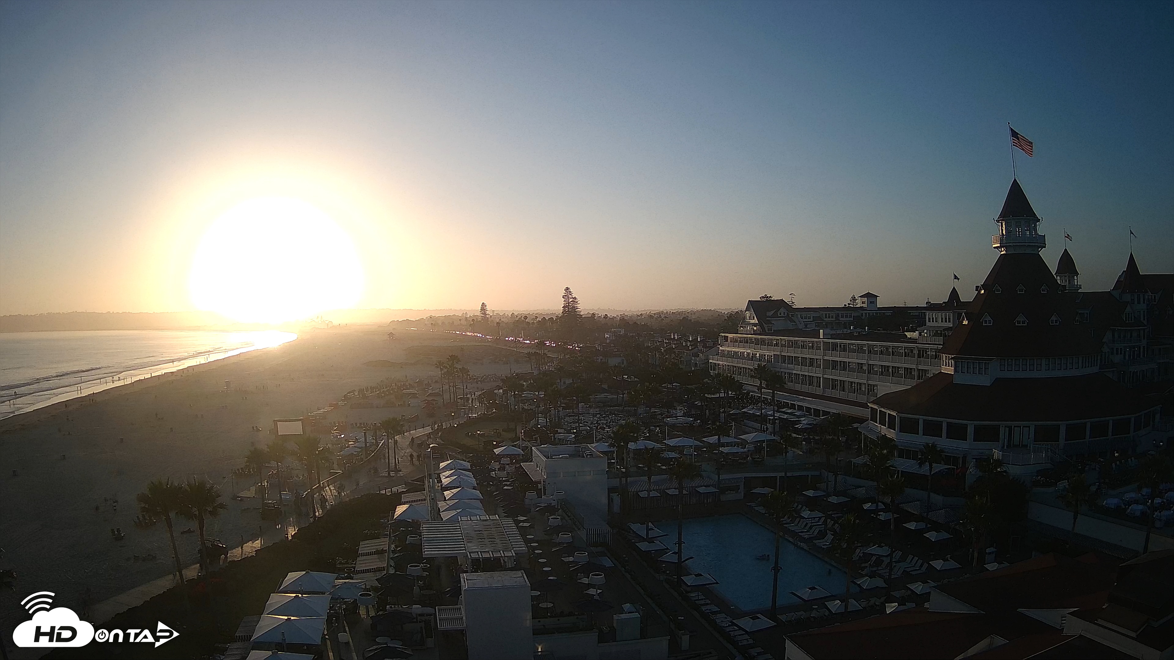 Snapshot of Hotel Del Coronado 4K Fixed Live Cam taken Jun 17, 2025, 7:34pm PDT