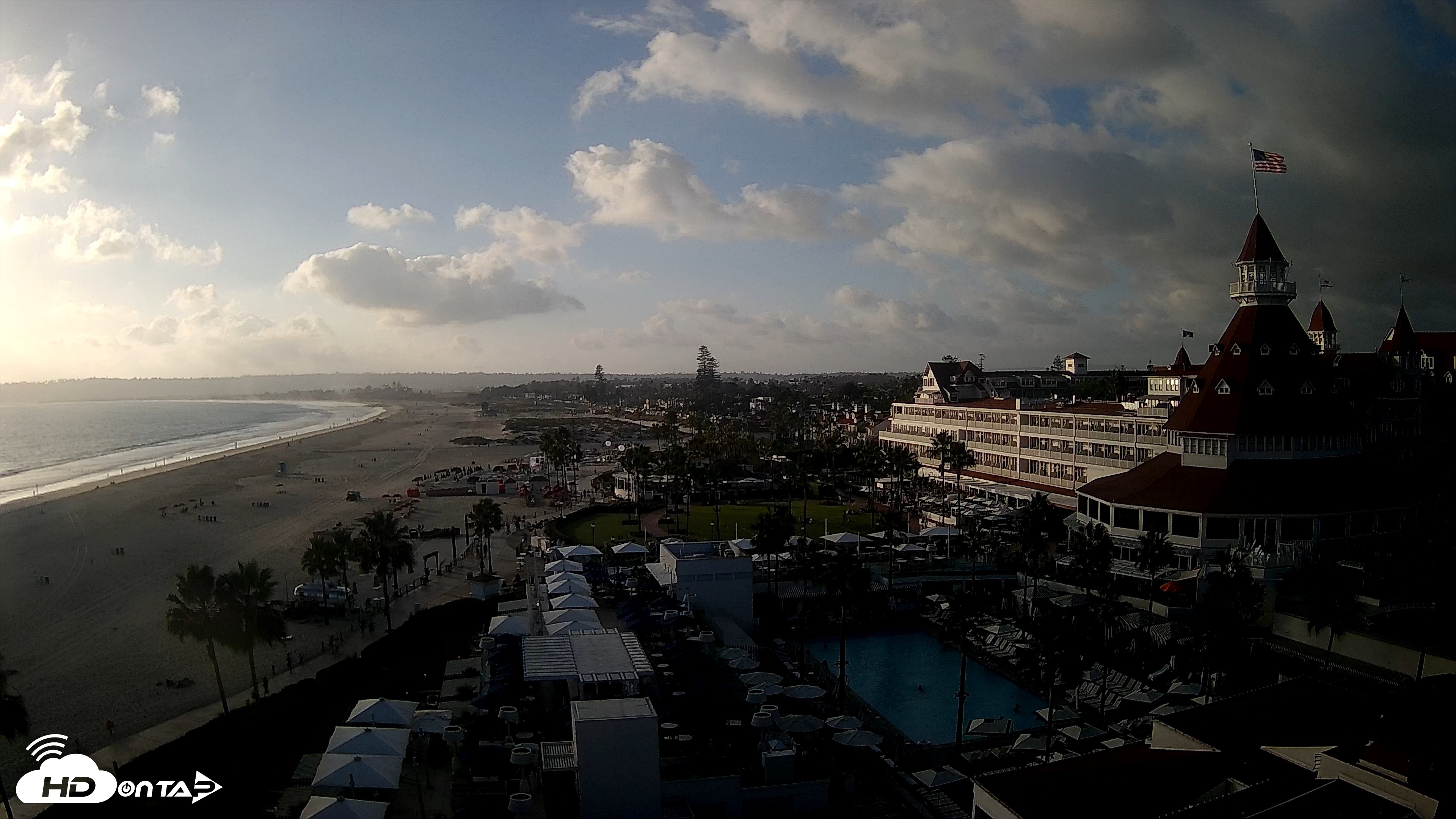 Snapshot of Hotel Del Coronado 4K Fixed Live Cam taken Sep 16, 2026, 5:49pm PDT