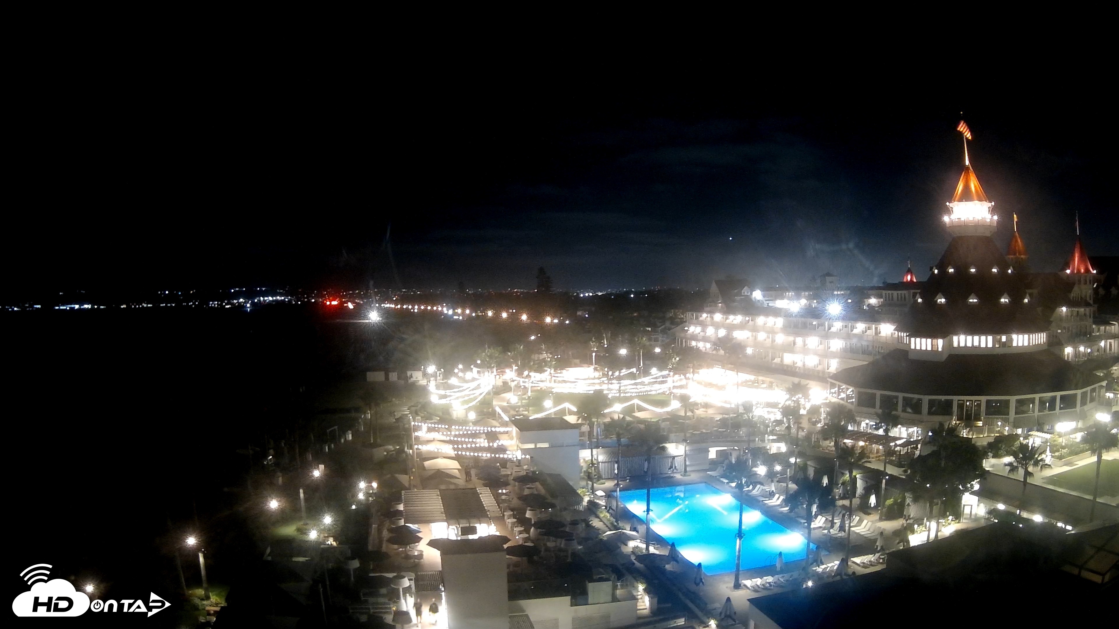 Snapshot of Hotel Del Coronado 4K Fixed Live Cam taken Jul 2, 2026, 10:58pm PDT