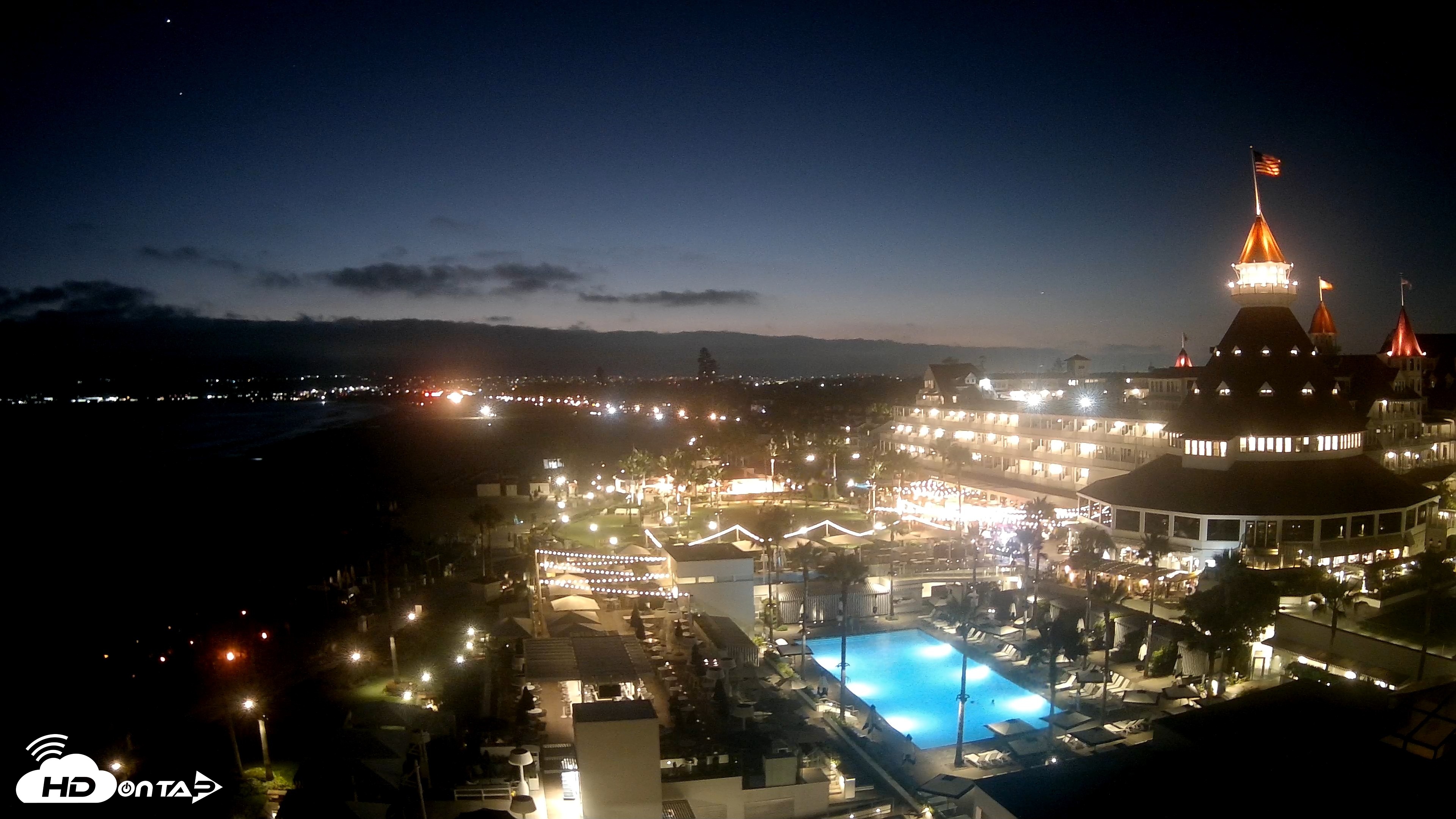 Snapshot of Hotel Del Coronado 4K Fixed Live Cam taken Jun 13, 2026, 8:46pm PDT