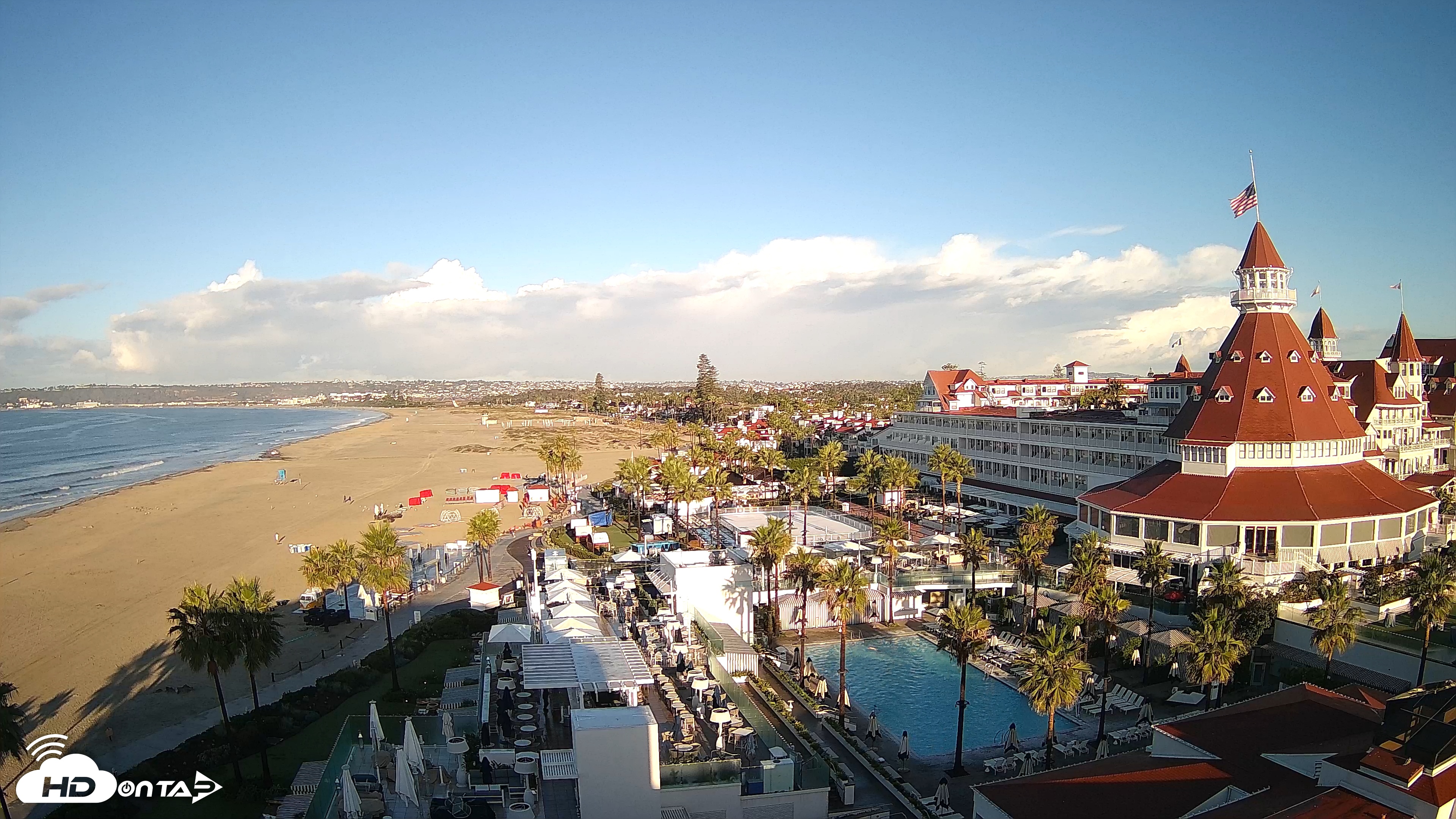 Snapshot of Hotel Del Coronado 4K Fixed Live Cam taken Nov 18, 2025, 7:28am PST