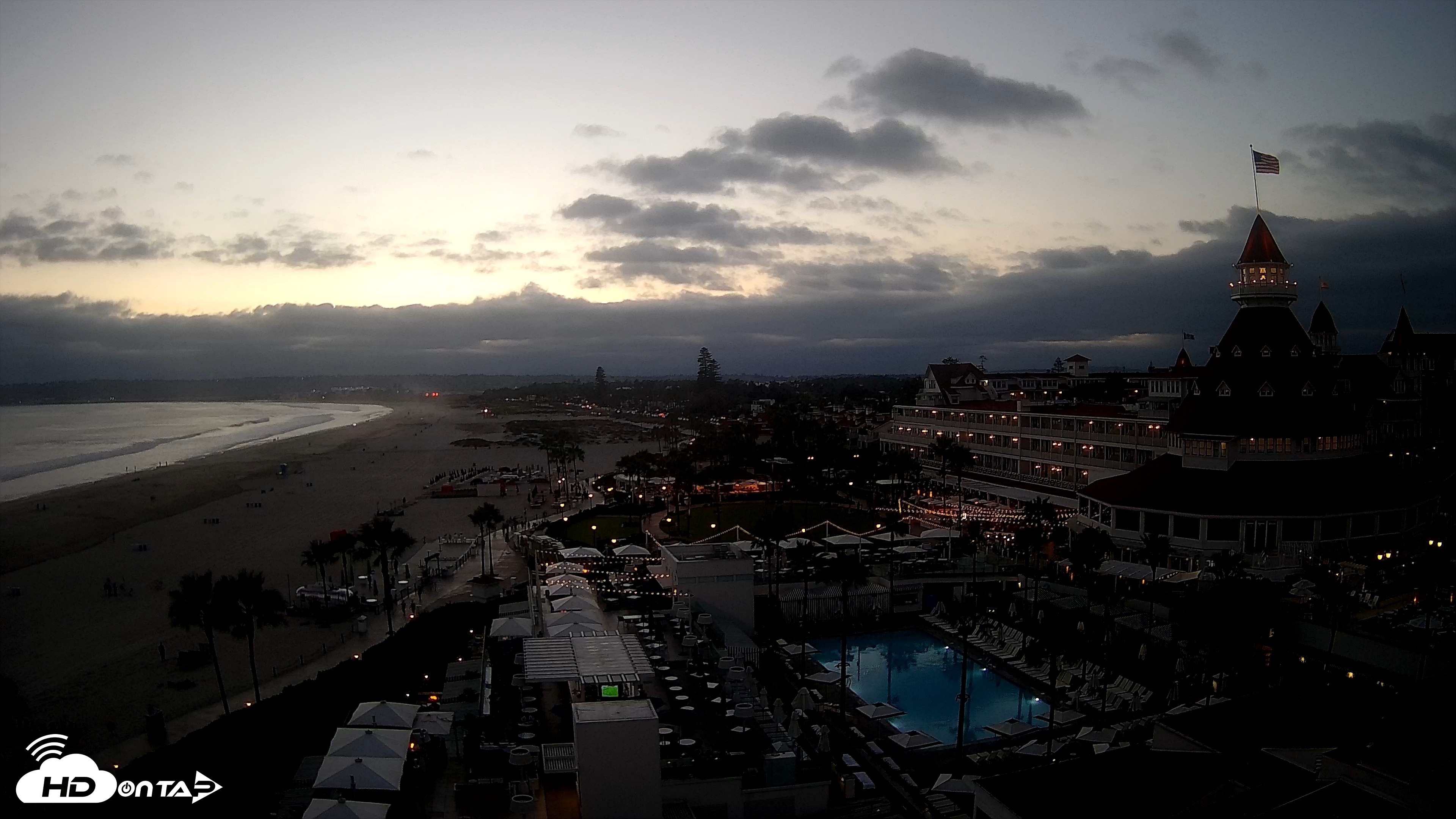 Snapshot of Hotel Del Coronado 4K Fixed Live Cam taken Jun 18, 2026, 8:10pm PDT