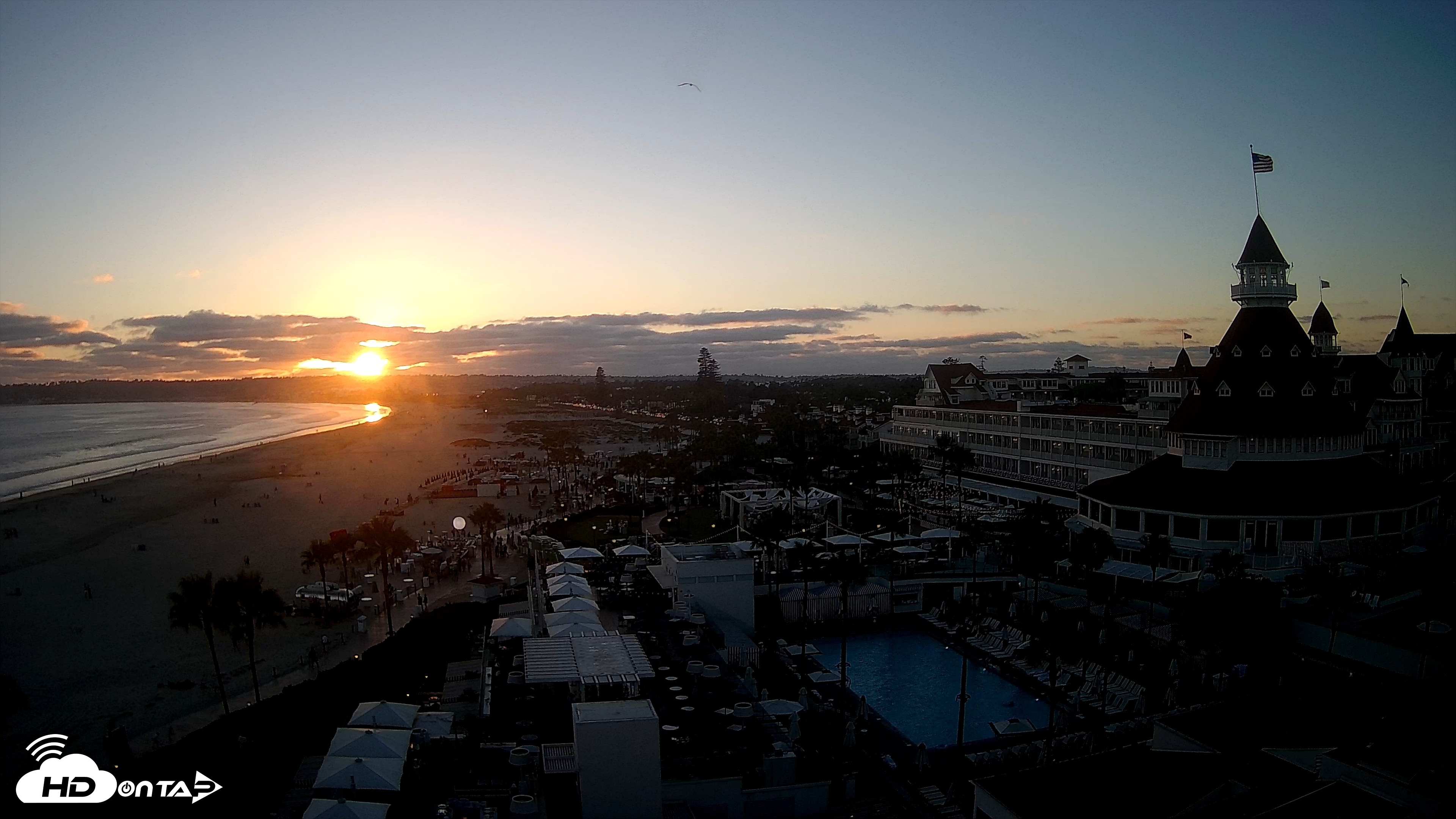 Snapshot of Hotel Del Coronado 4K Fixed Live Cam taken Jun 20, 2026, 7:49pm PDT