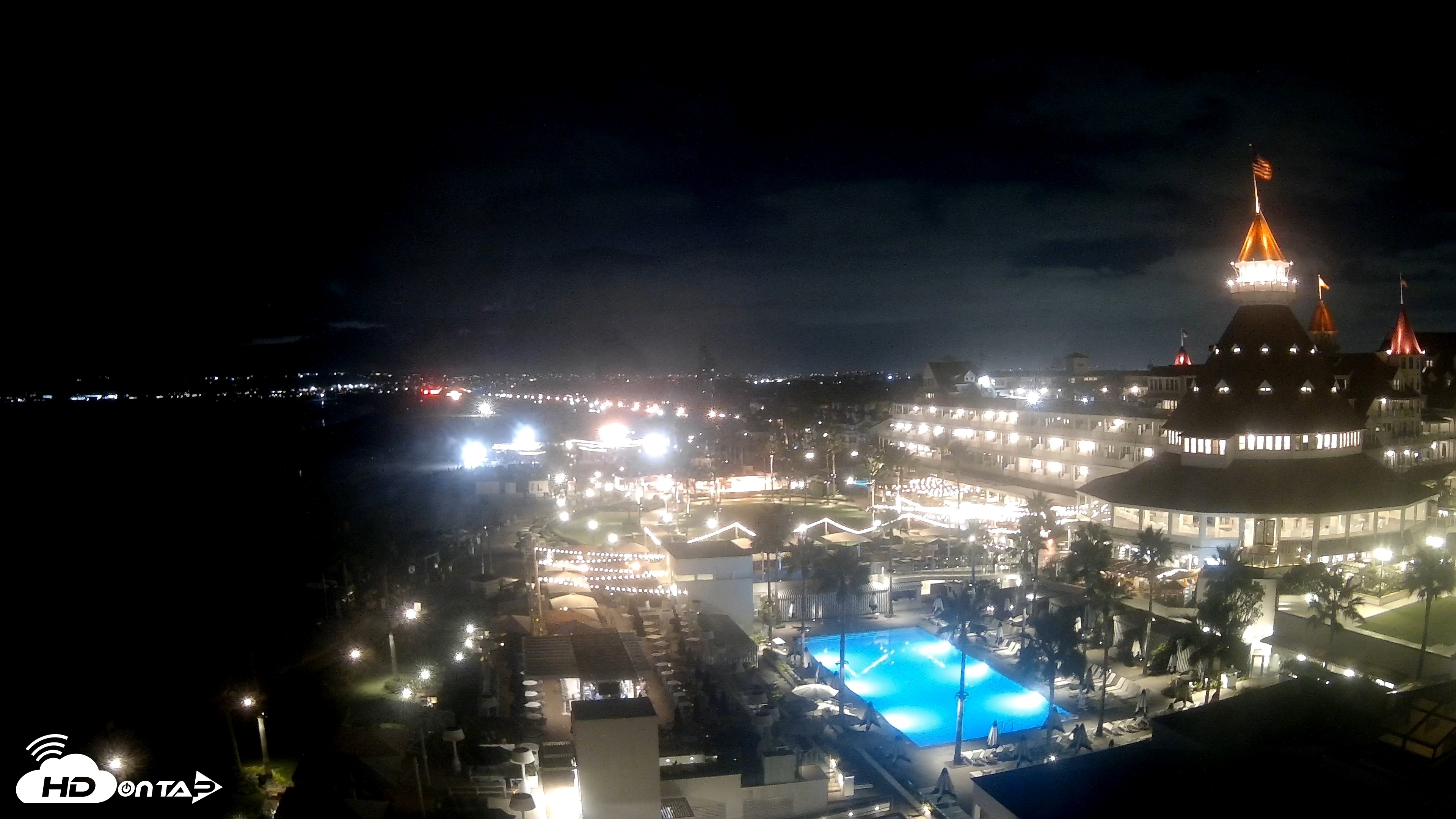 Snapshot of Hotel Del Coronado 4K Fixed Live Cam taken Sep 2, 2026, 8:04pm PDT