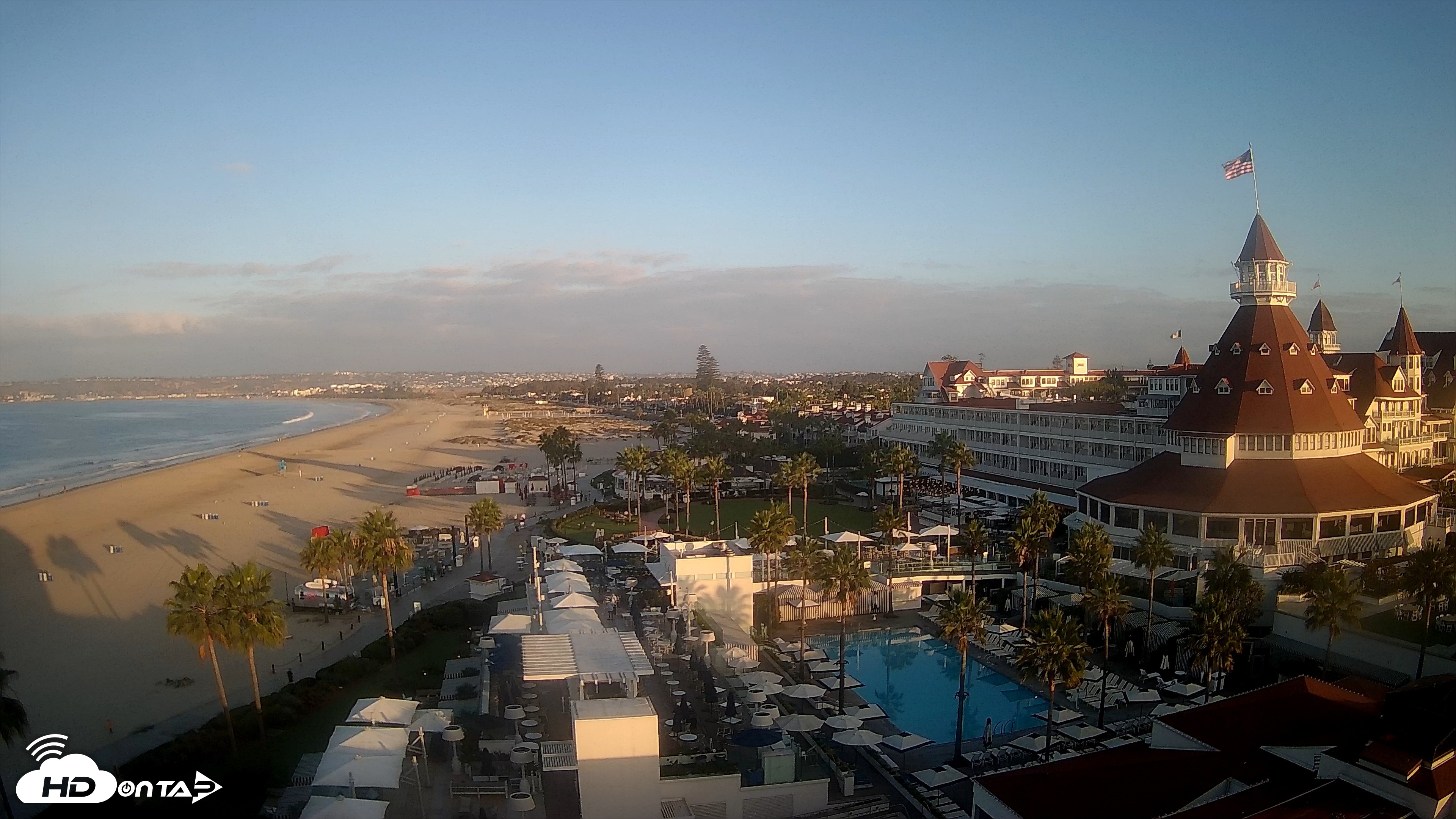Snapshot of Hotel Del Coronado 4K Fixed Live Cam taken Sep 19, 2026, 7:11am PDT