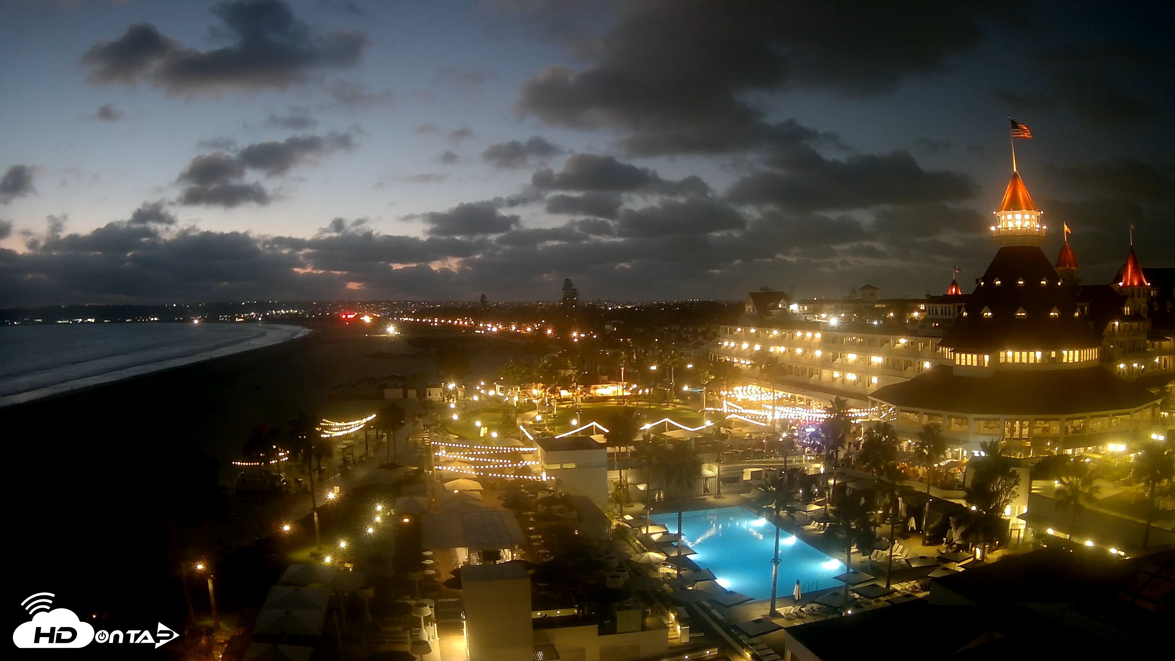 Snapshot of Hotel Del Coronado 4K Fixed Live Cam taken Sep 18, 2026, 7:22pm PDT