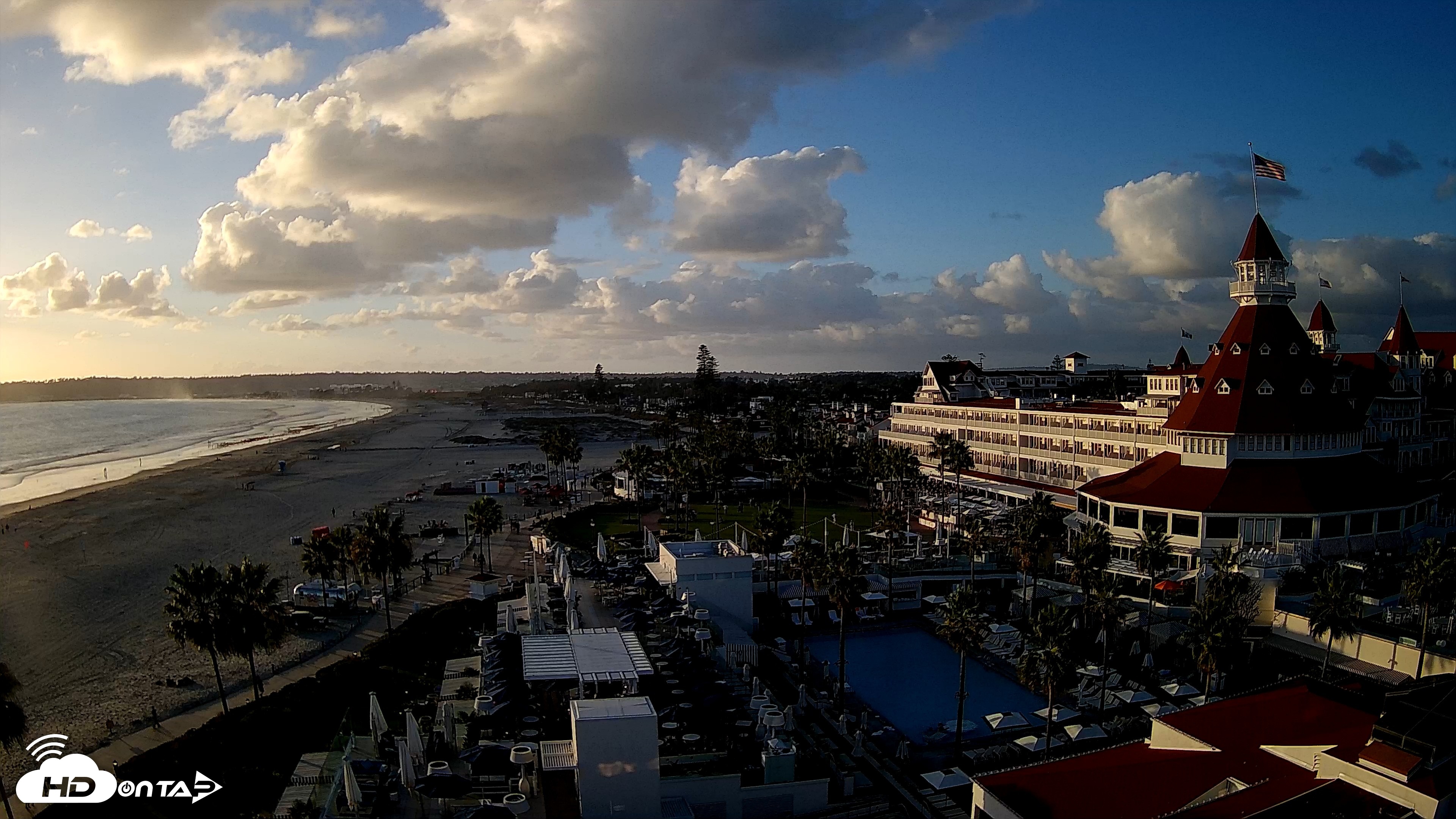 Snapshot of Hotel Del Coronado 4K Fixed Live Cam taken Oct 12, 2026, 5:50pm PDT