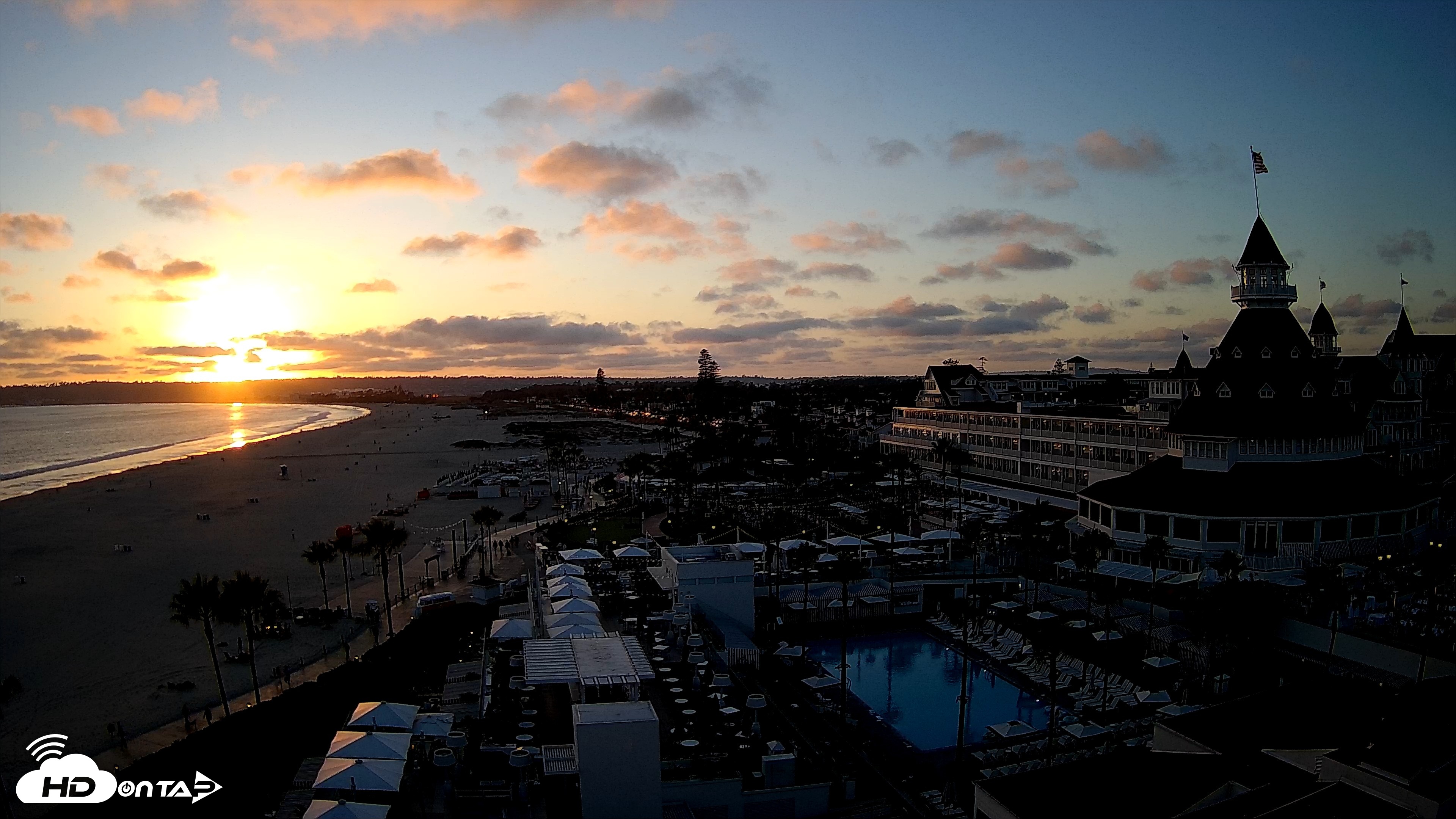 Snapshot of Hotel Del Coronado 4K Fixed Live Cam taken May 6, 2026, 7:24pm PDT