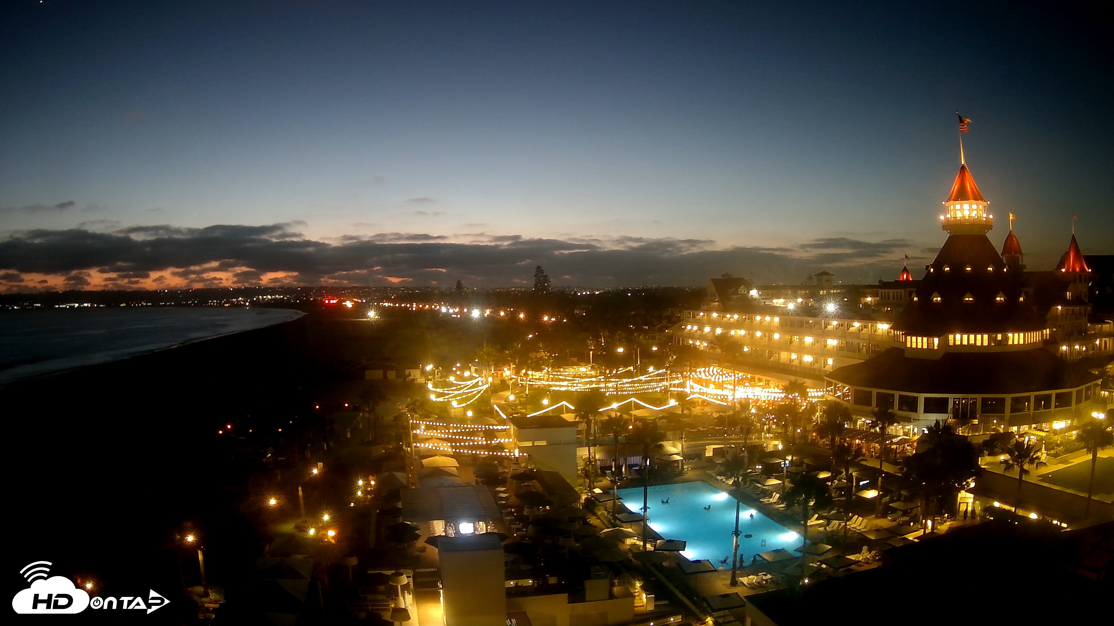 Snapshot of Hotel Del Coronado 4K Fixed Live Cam taken Jul 2, 2026, 8:40pm PDT