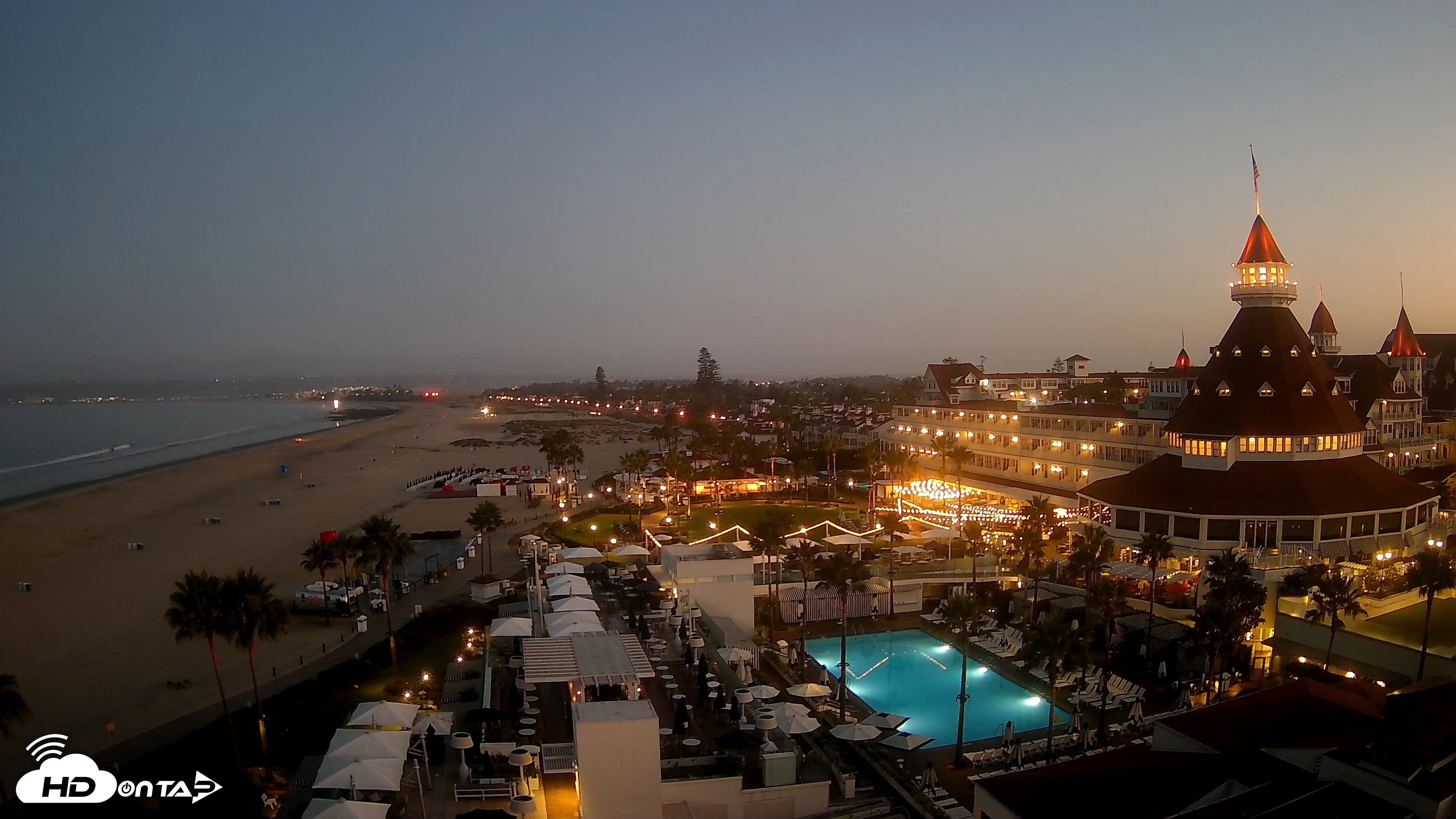 Snapshot of Hotel Del Coronado 4K Fixed Live Cam taken Aug 1, 2026, 5:42am PDT