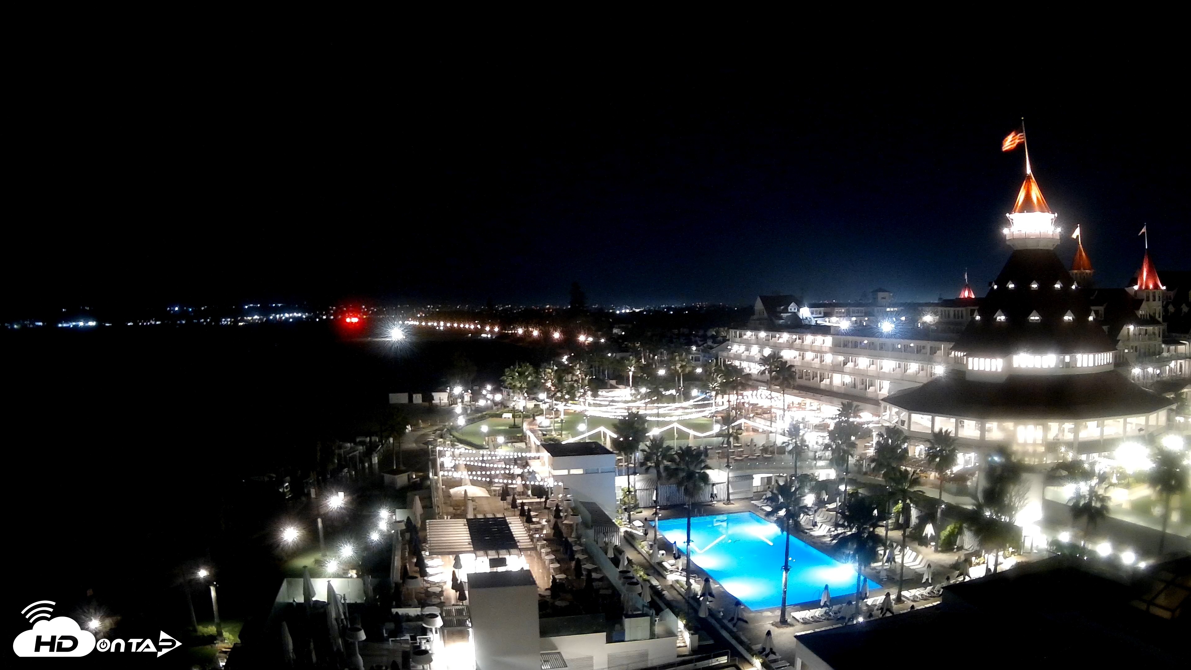 Snapshot of Hotel Del Coronado 4K Fixed Live Cam taken Oct 24, 2026, 1:18am PDT