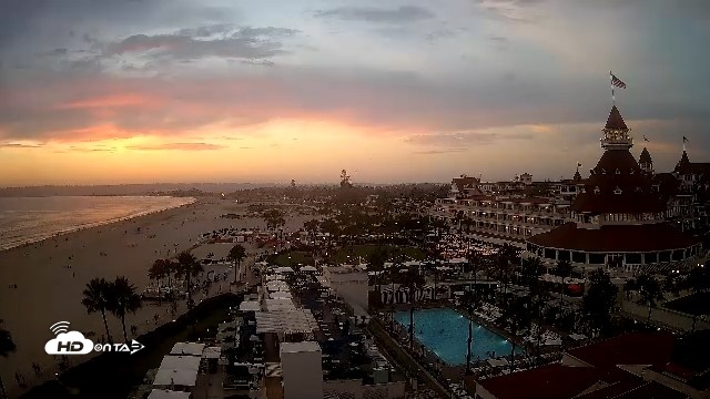 Snapshot of Hotel Del Coronado 4K Fixed Live Cam taken Aug 9, 2026, 7:45pm PDT