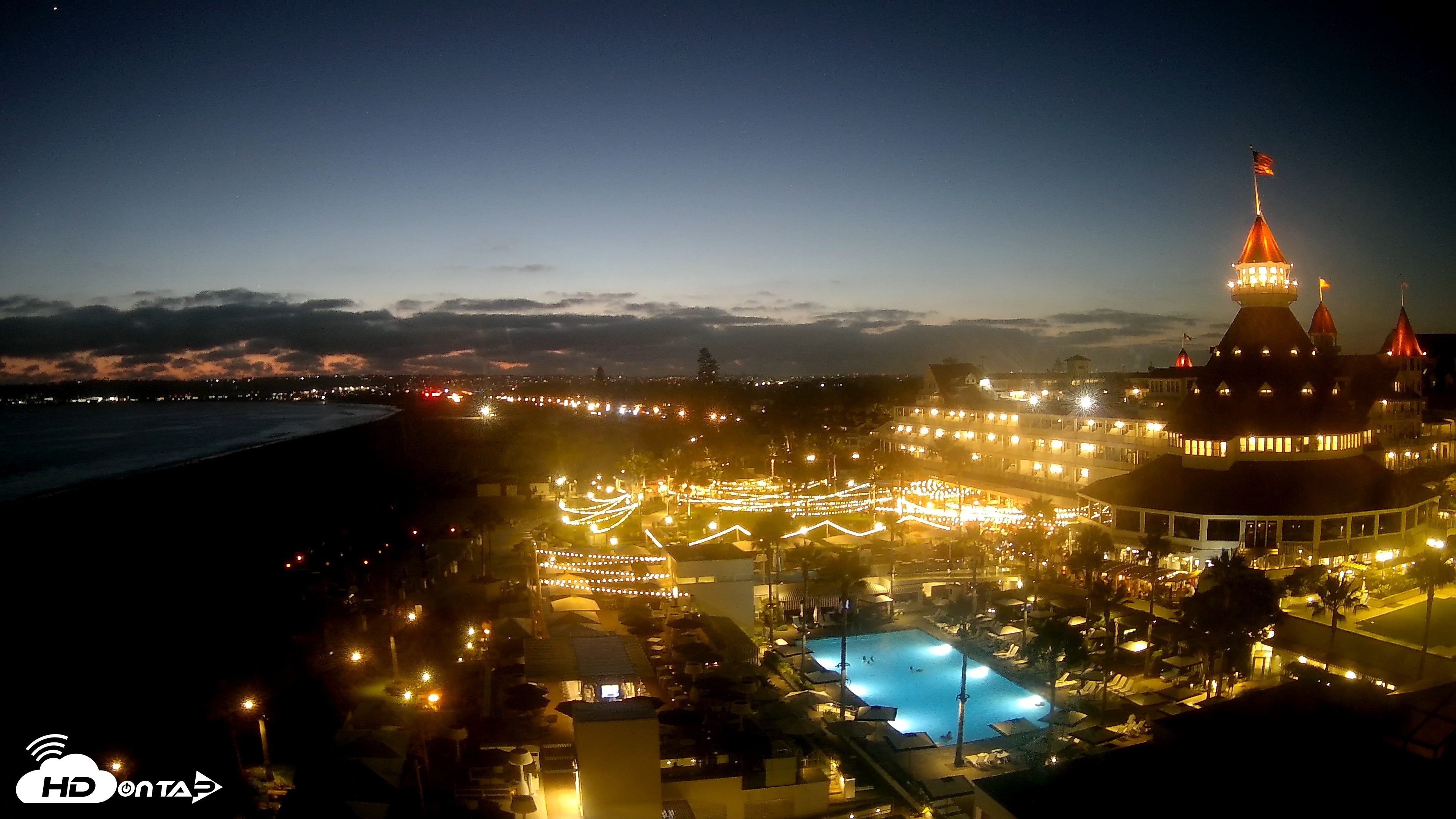 Snapshot of Hotel Del Coronado 4K Fixed Live Cam taken Jul 2, 2026, 8:42pm PDT
