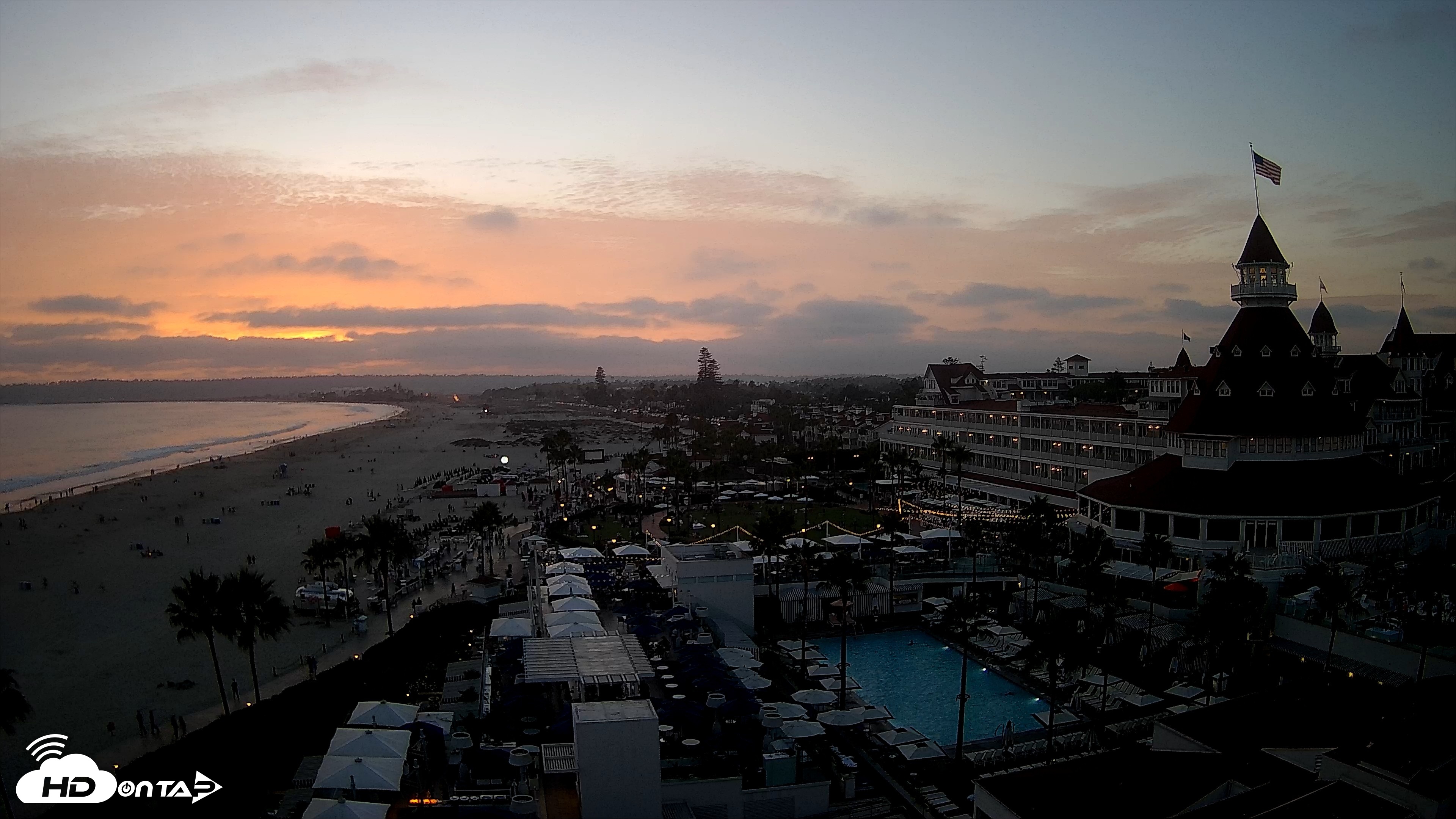 Snapshot of Hotel Del Coronado 4K Fixed Live Cam taken Jul 25, 2026, 7:53pm PDT
