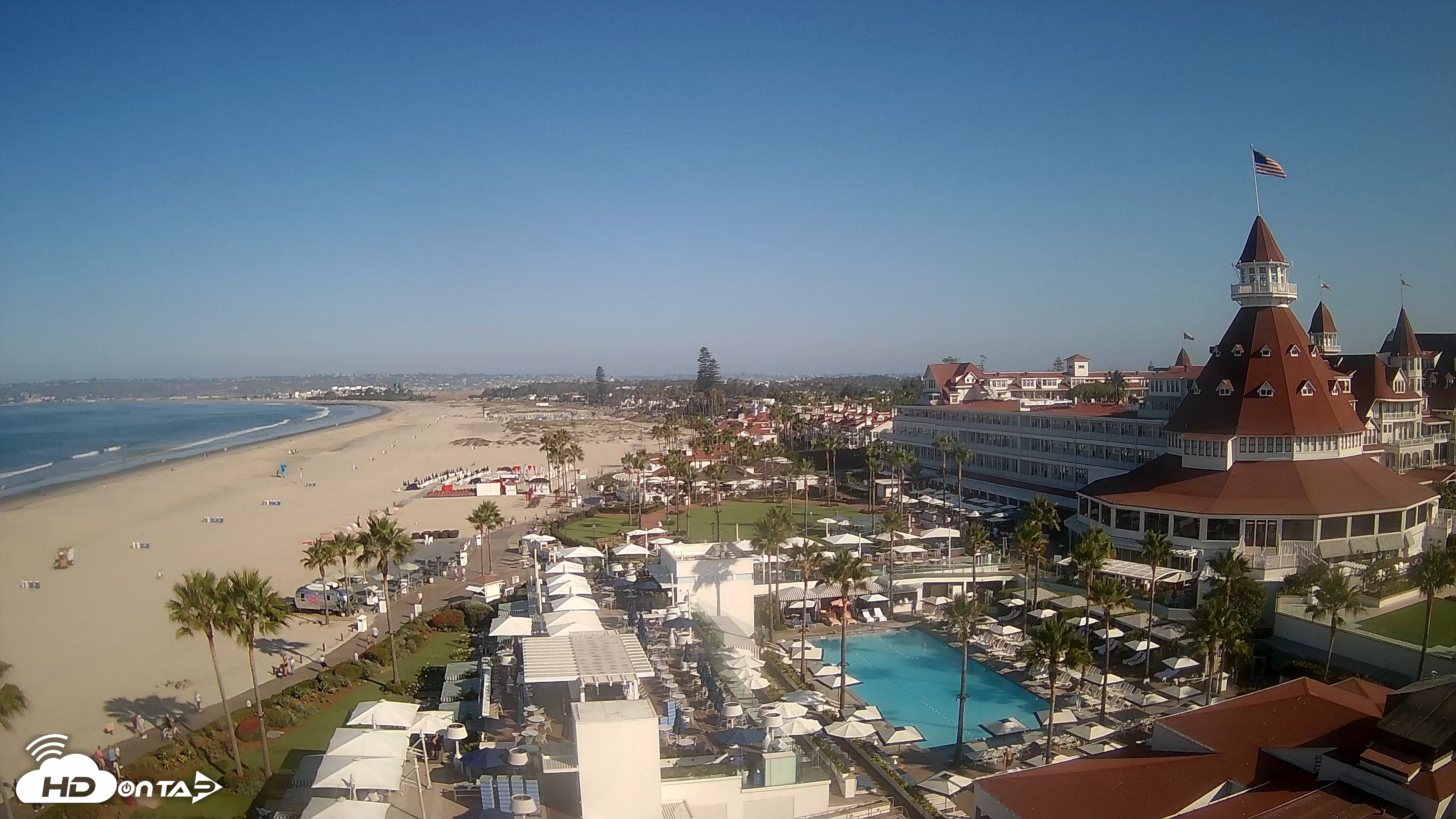 Snapshot of Hotel Del Coronado 4K Fixed Live Cam taken Jul 19, 2026, 8:31am PDT