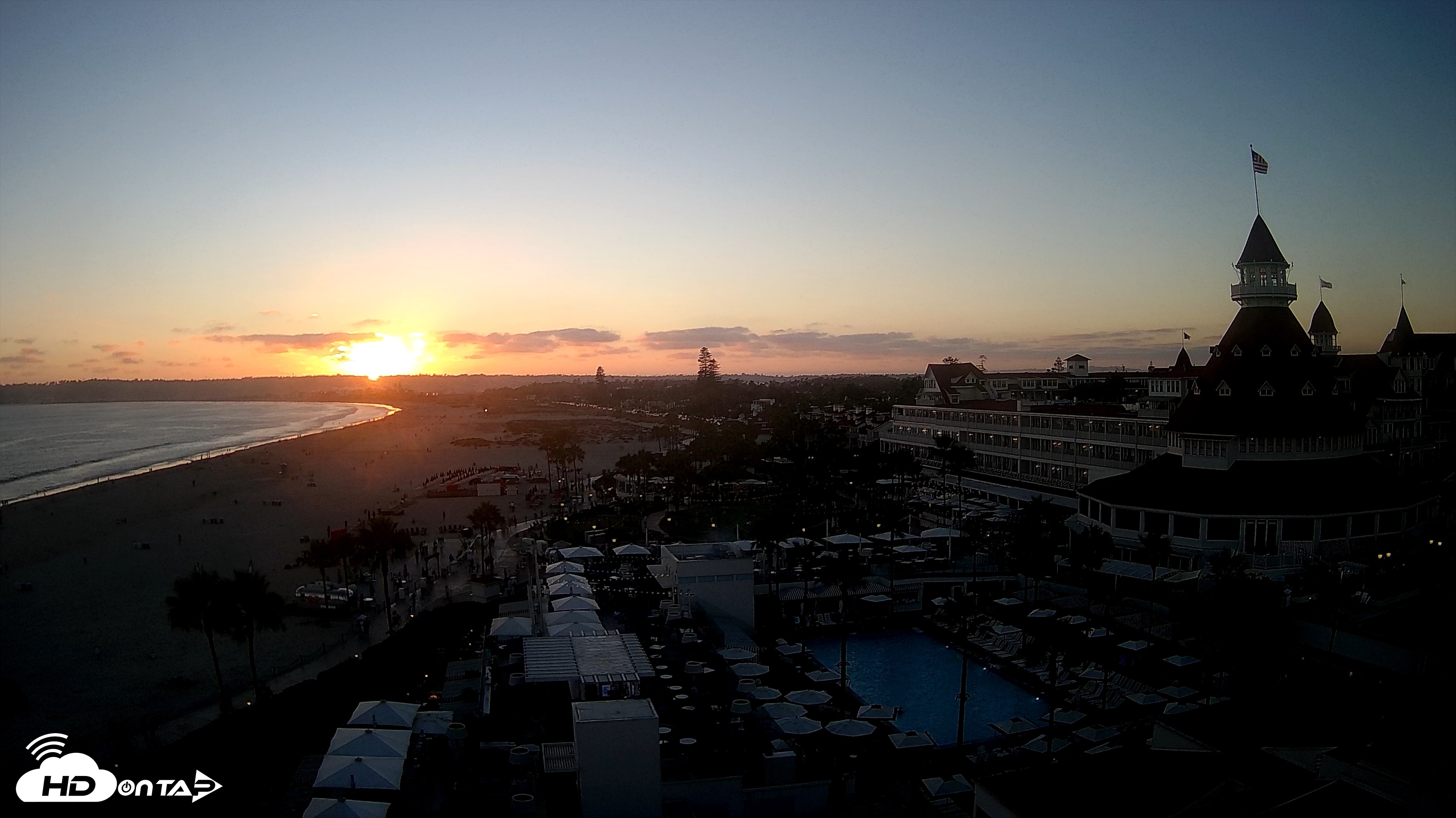 Snapshot of Hotel Del Coronado 4K Fixed Live Cam taken Jul 2, 2026, 7:56pm PDT