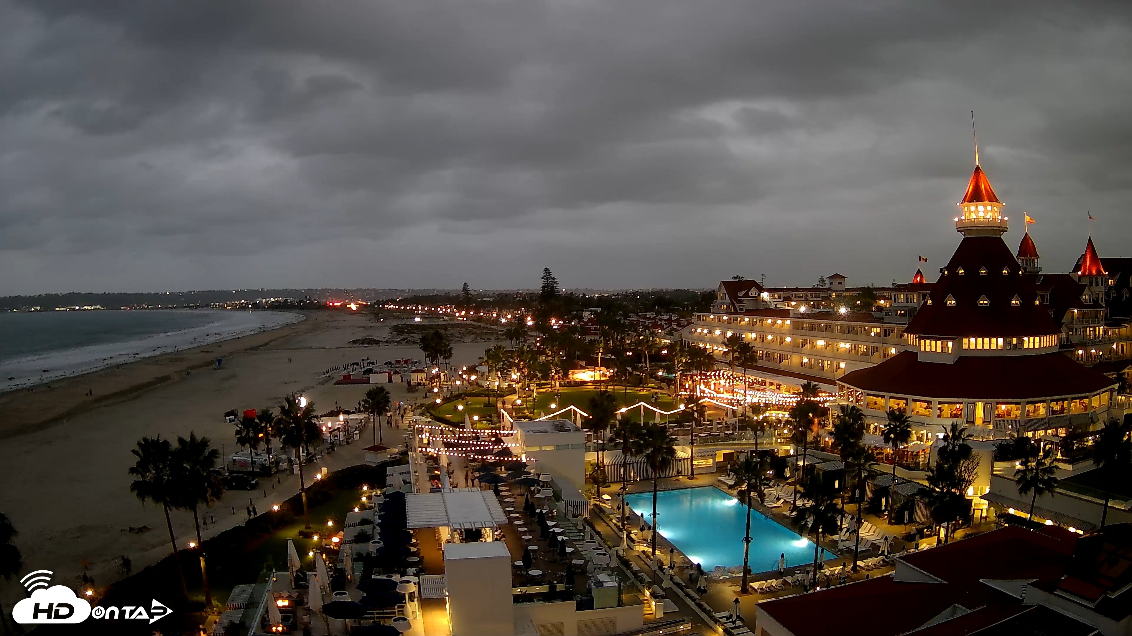 Snapshot of Hotel Del Coronado 4K Fixed Live Cam taken Oct 11, 2026, 6:37pm PDT