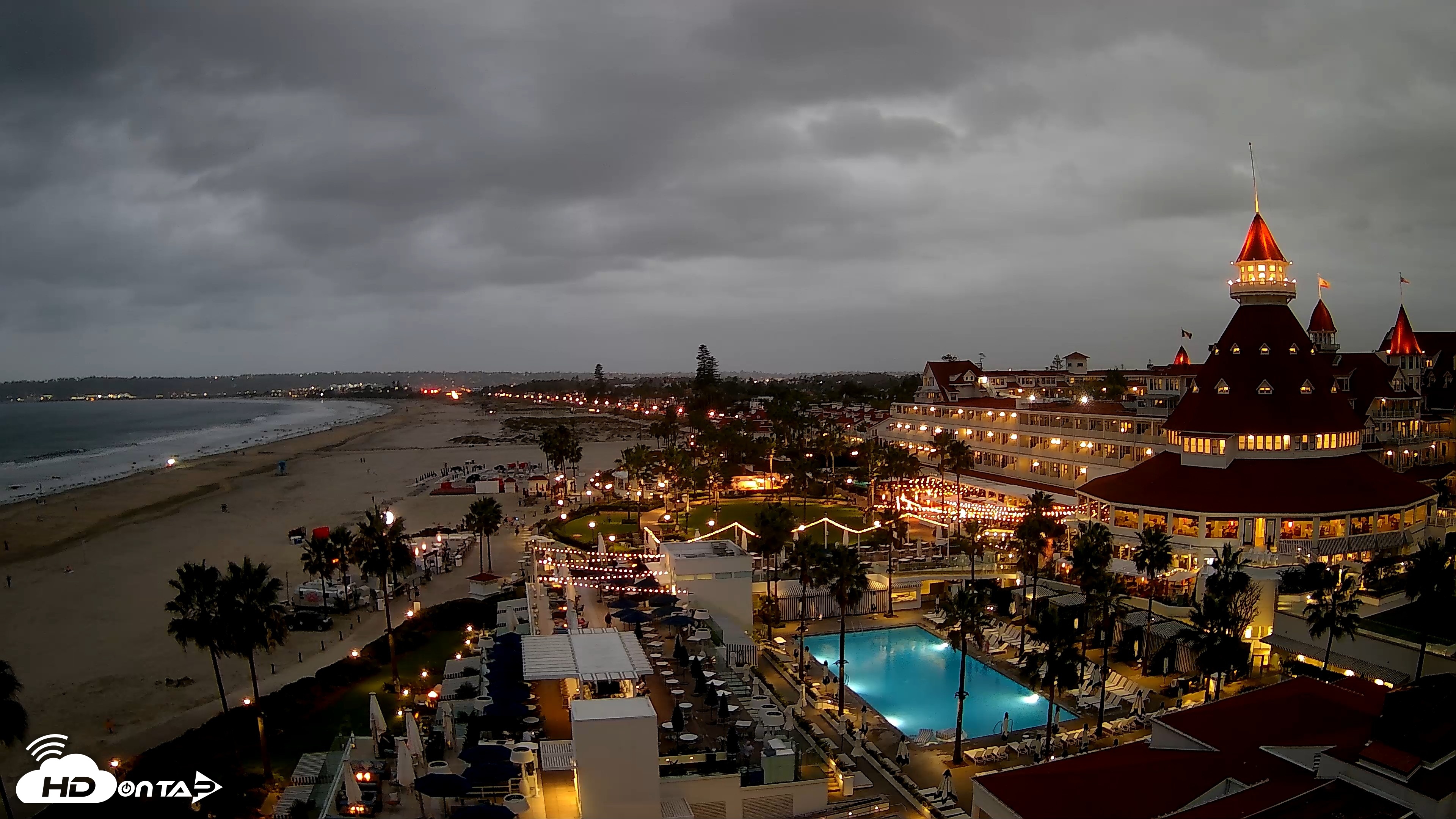 Snapshot of Hotel Del Coronado 4K Fixed Live Cam taken Oct 11, 2026, 6:35pm PDT