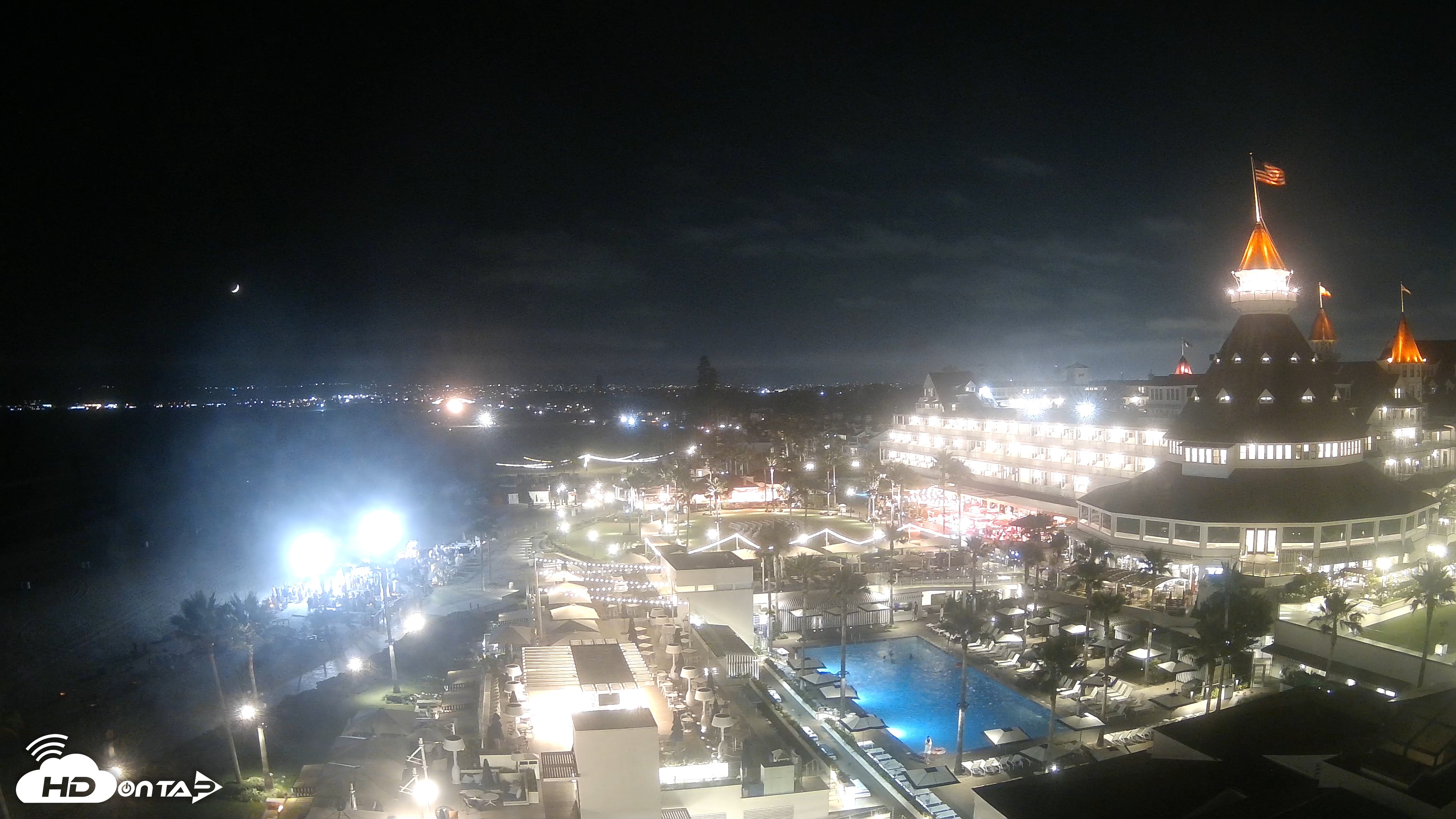 Snapshot of Hotel Del Coronado 4K Fixed Live Cam taken Jun 27, 2025, 9:45pm PDT